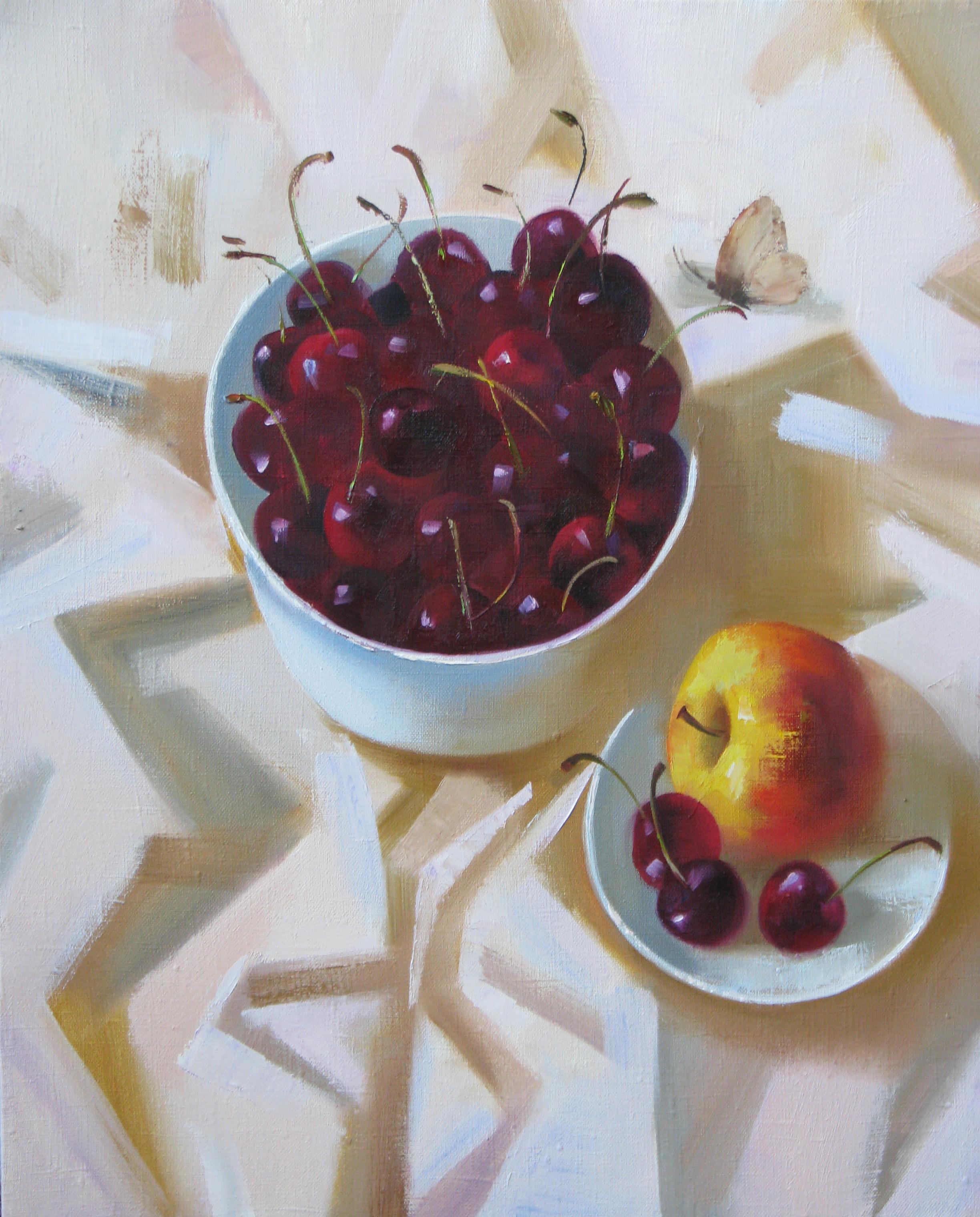 Sweet cherry. Original modern art painting