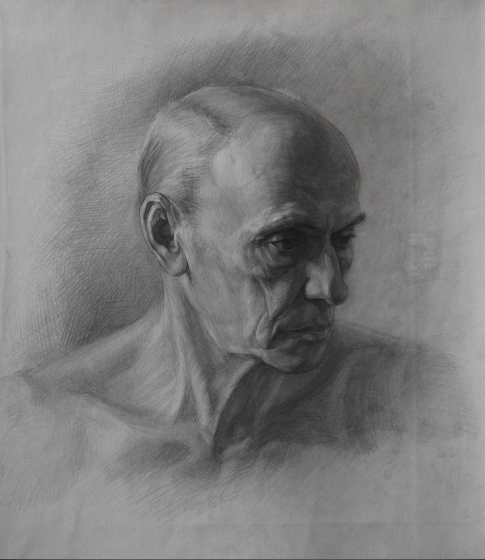 Male head. 2016. Original modern art painting