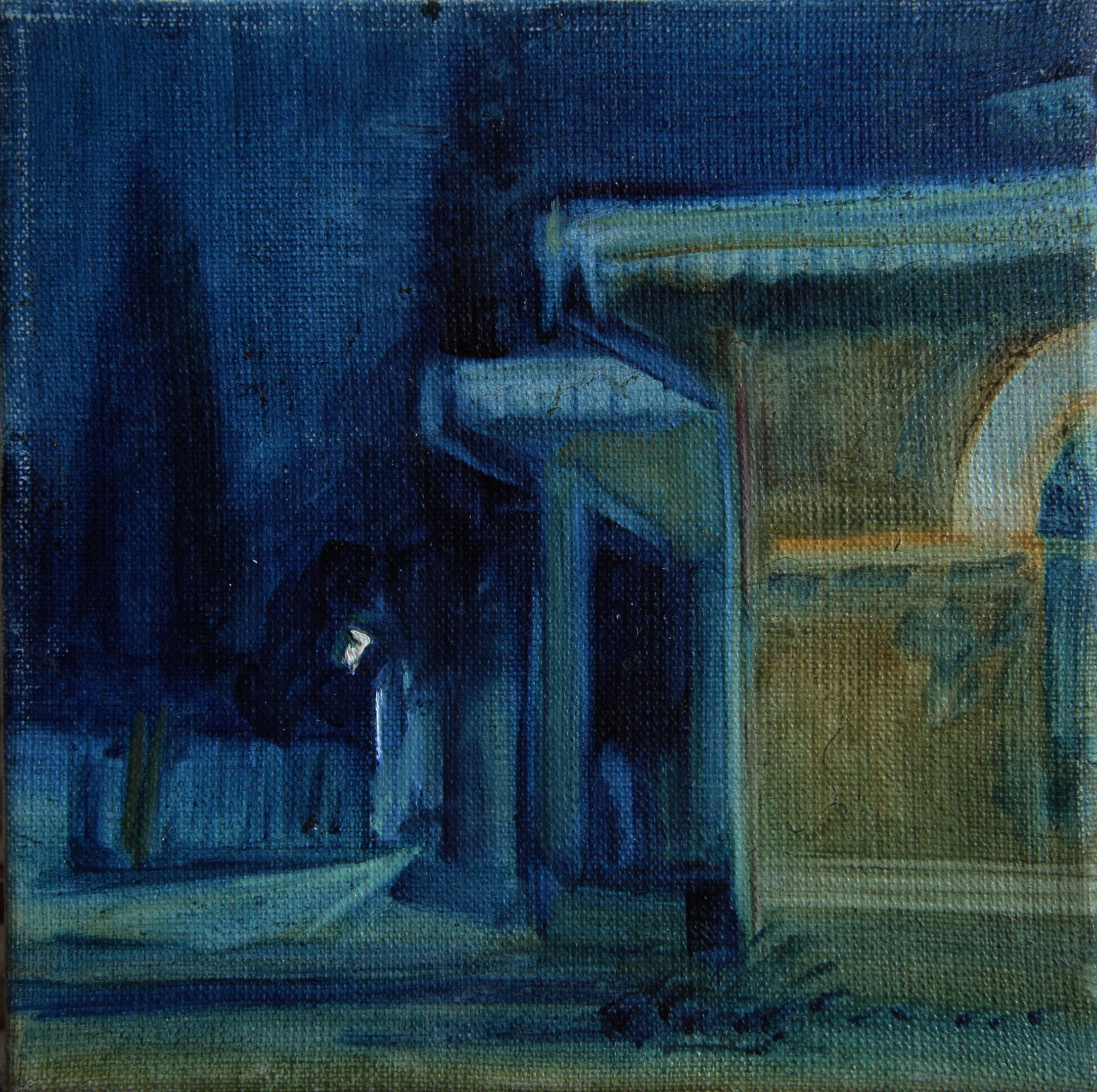Night street in Alupka. 2019. Original modern art painting
