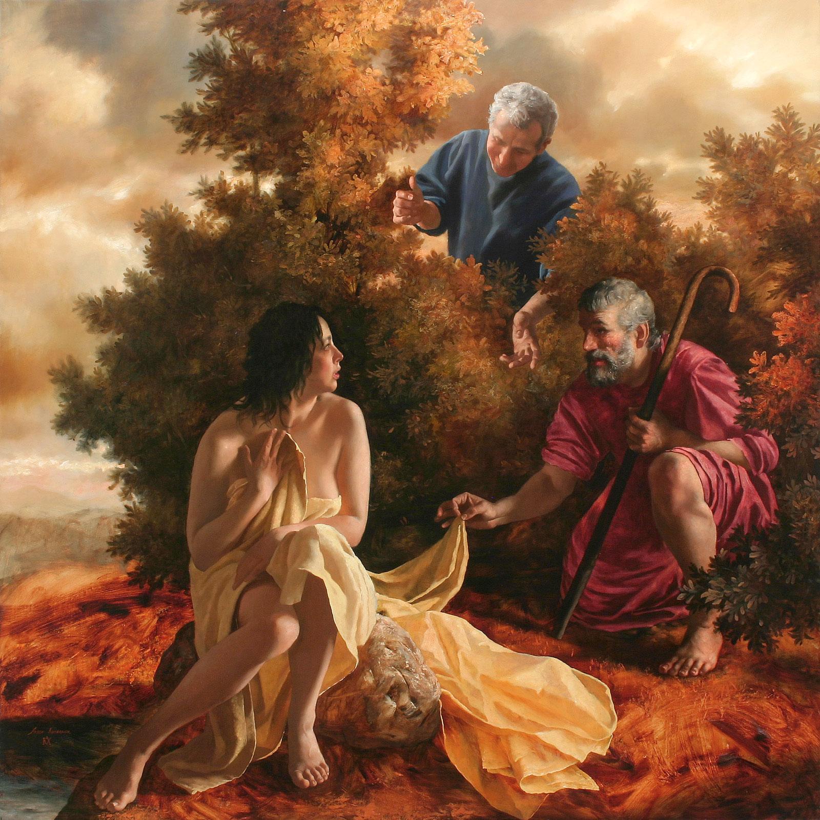 Susannah and elders. Original modern art painting
