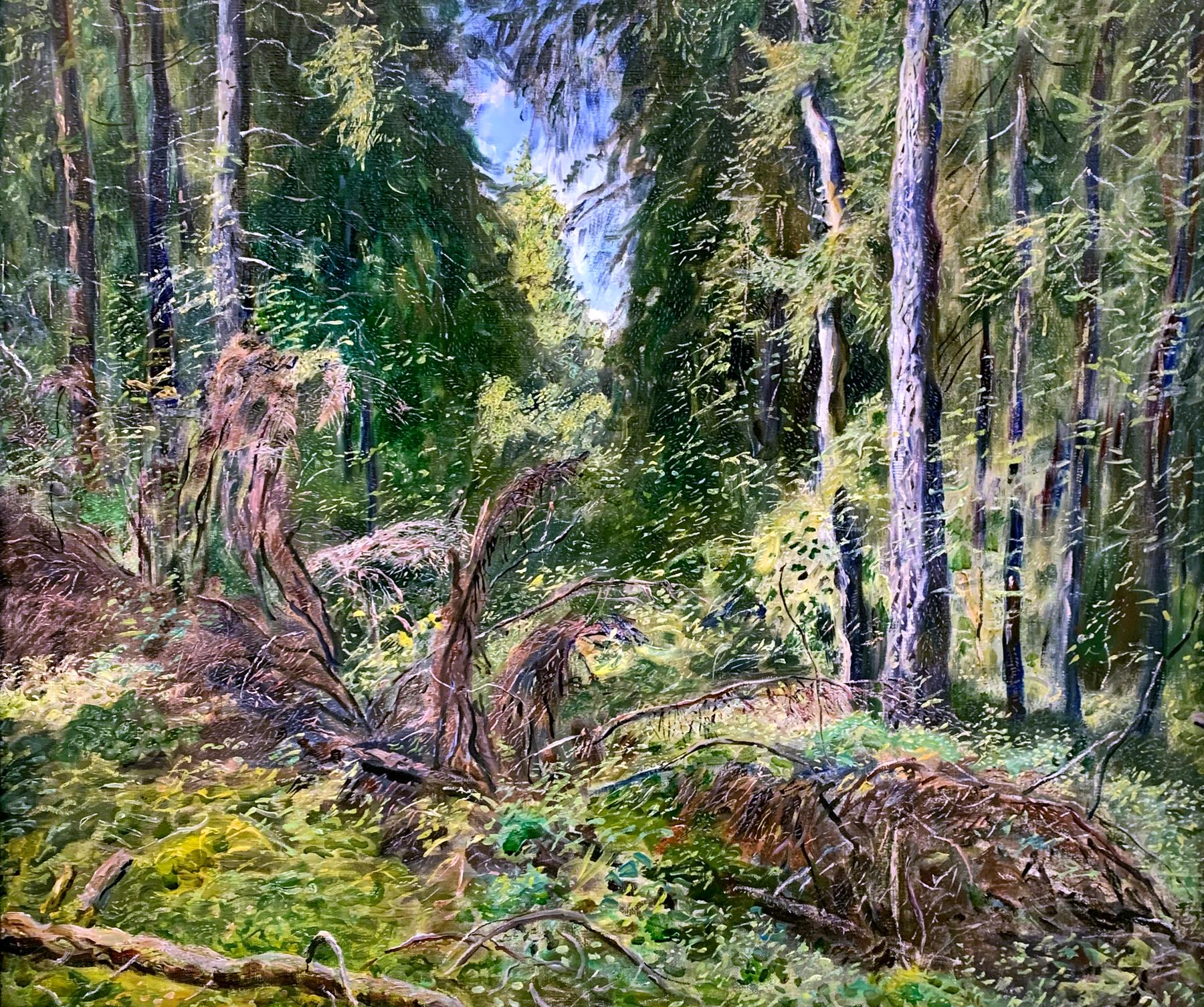 Summer in forest. Original modern art painting