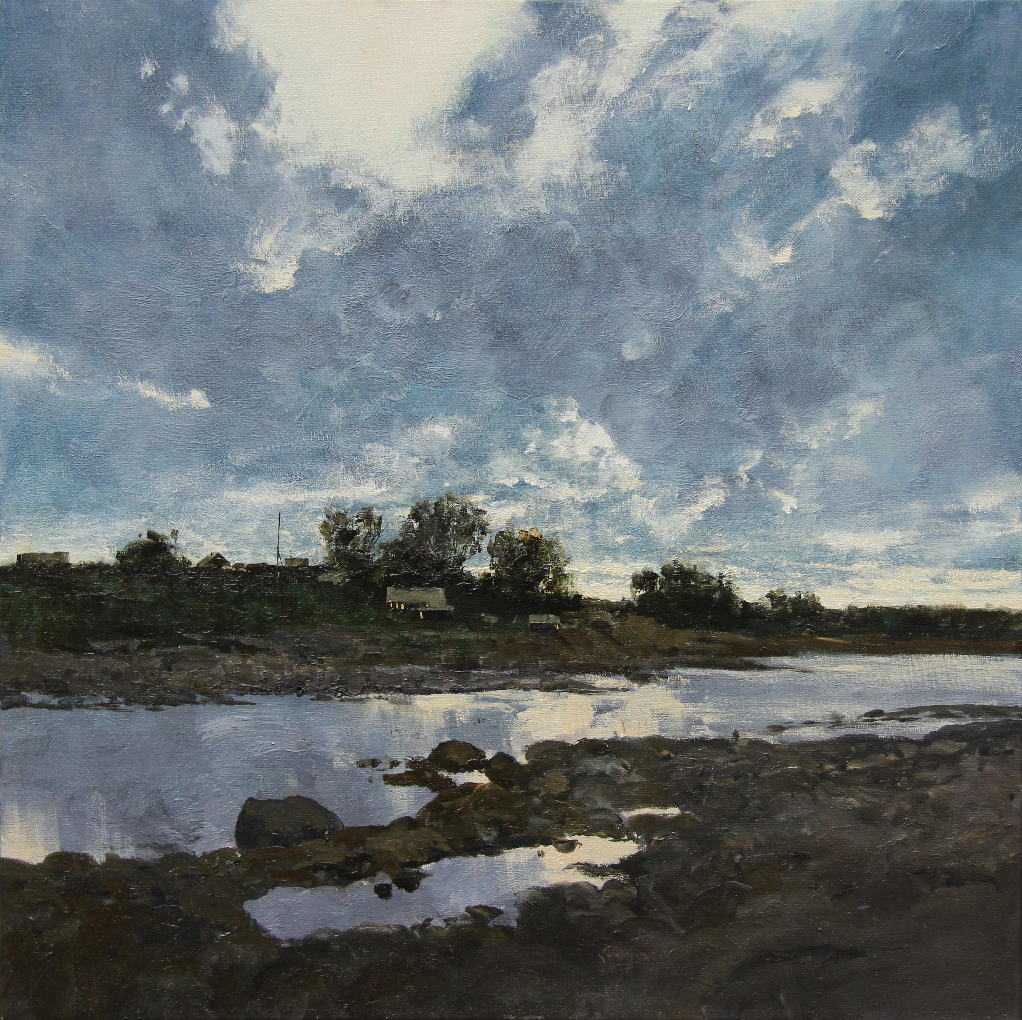 Morning on the river. Original modern art painting