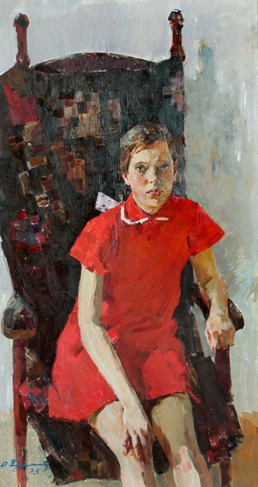 Portrait of the daughter. Original modern art painting