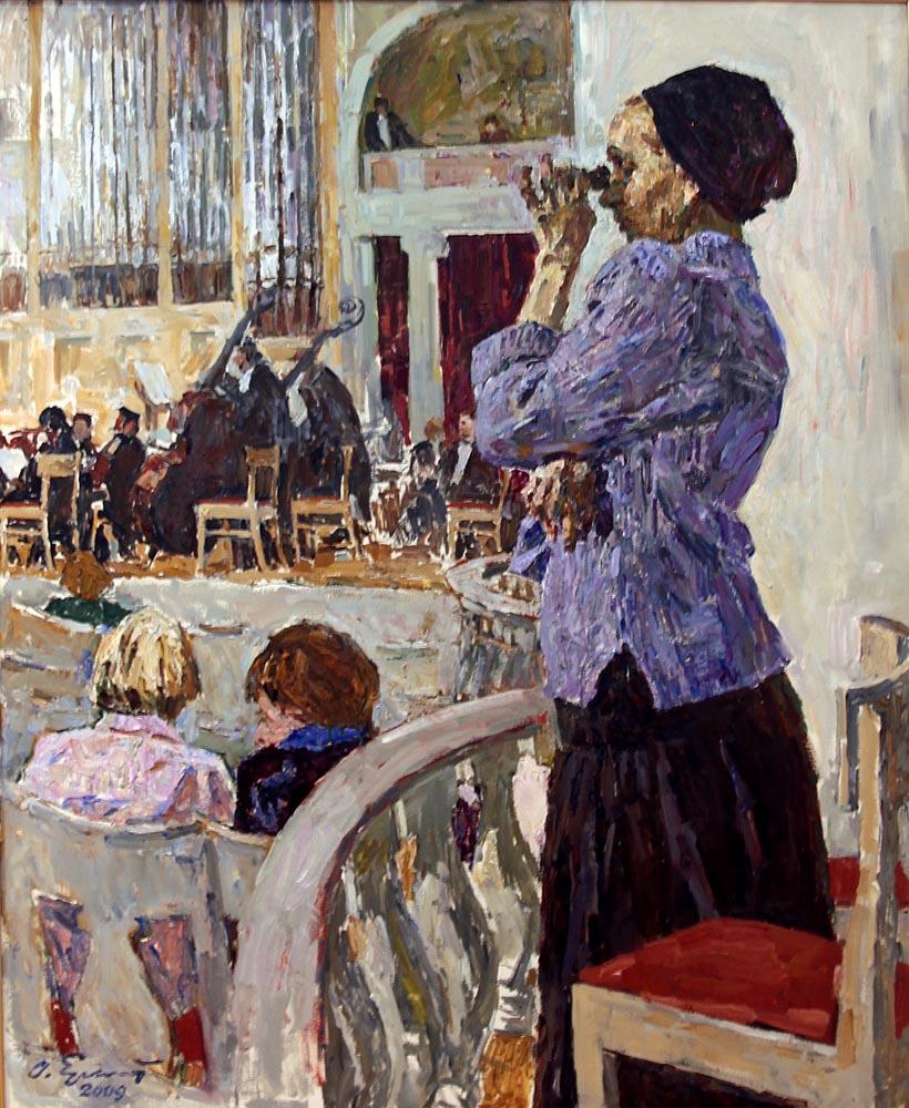 In Philharmonic Hall. Original modern art painting