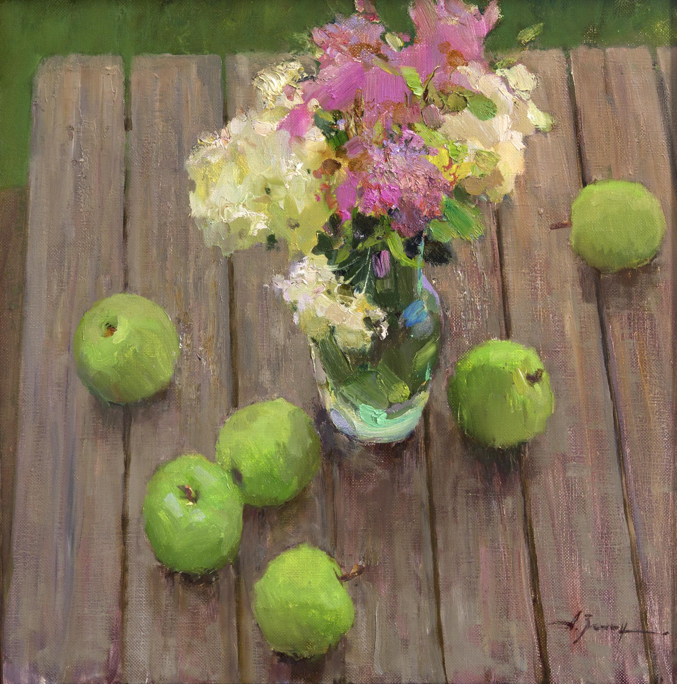 зеленые яблоки. Original modern art painting