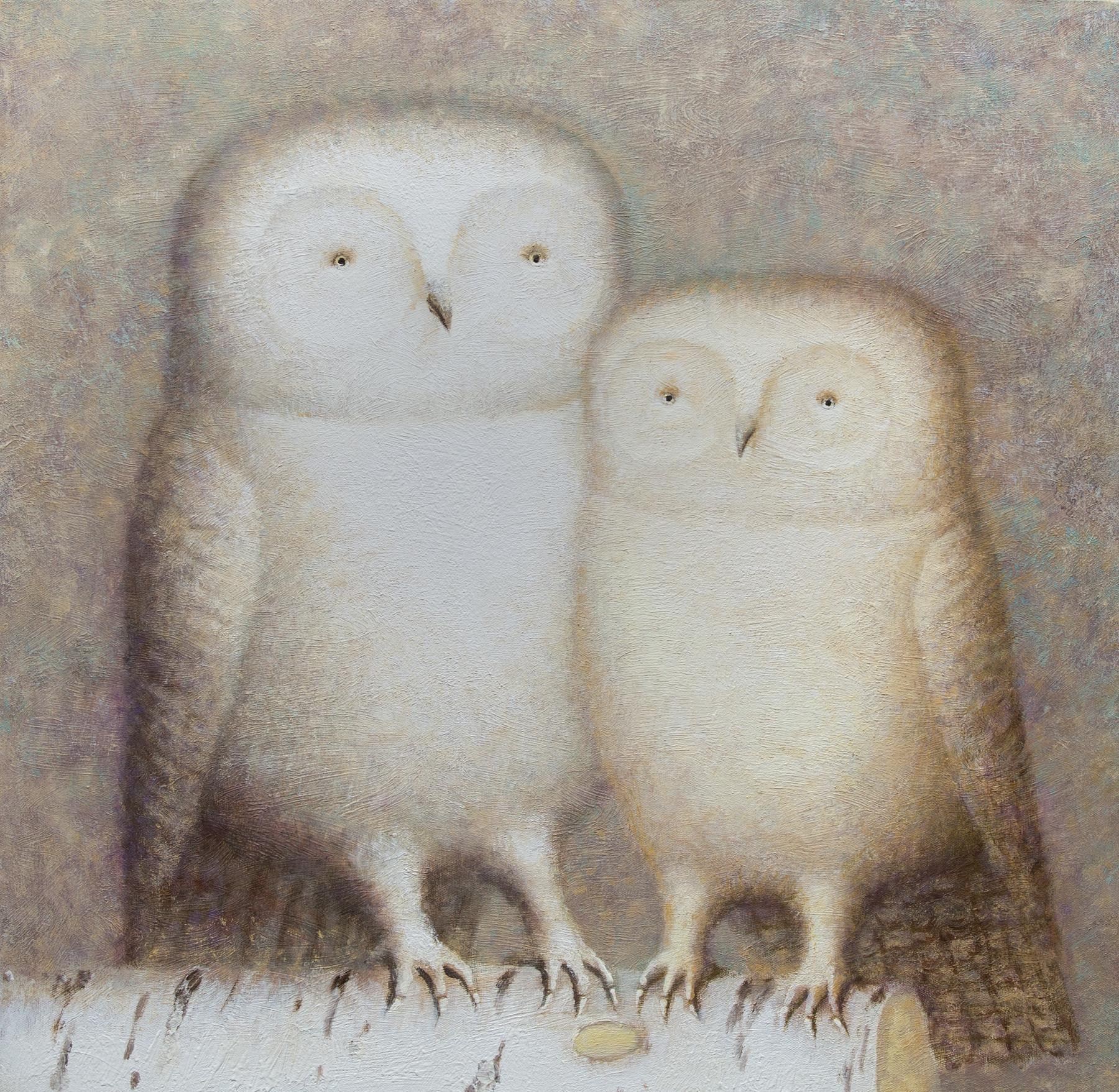 Owls. Original modern art painting