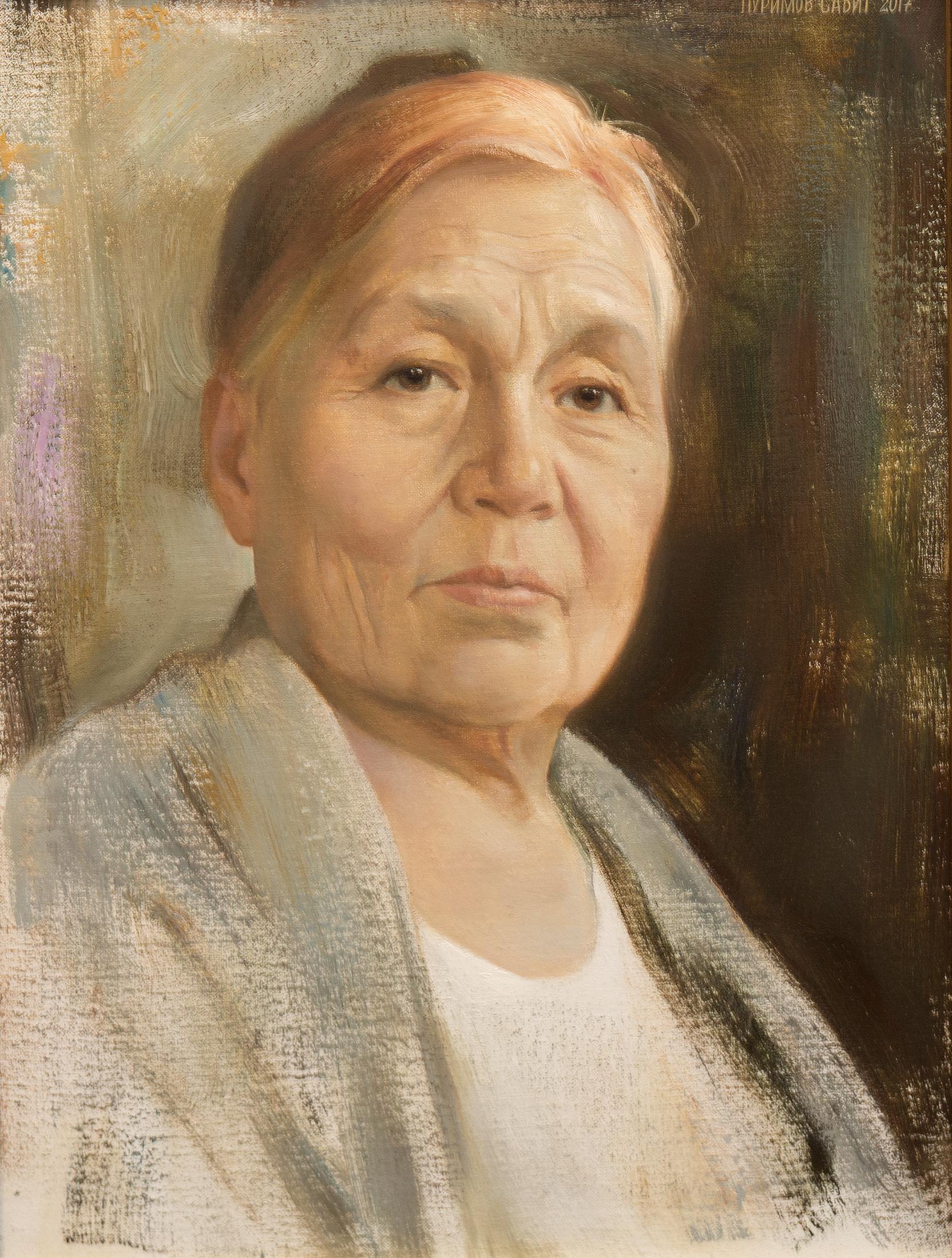 Mother's portrait. Original modern art painting