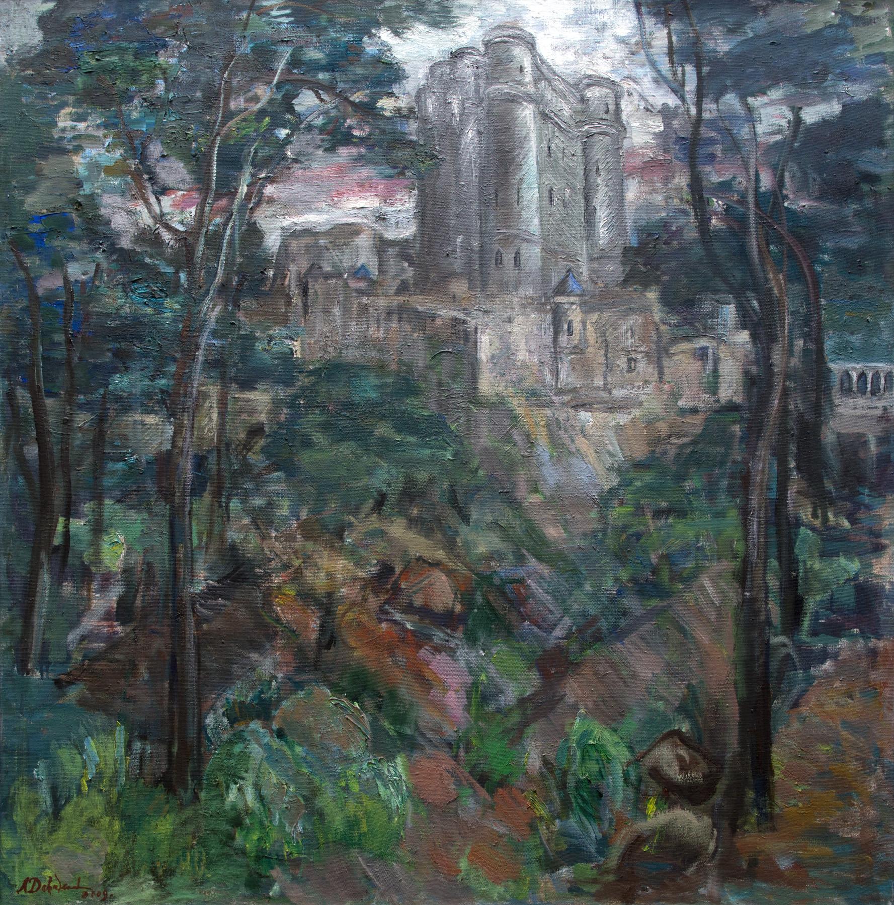 Vincennes castle. Original modern art painting