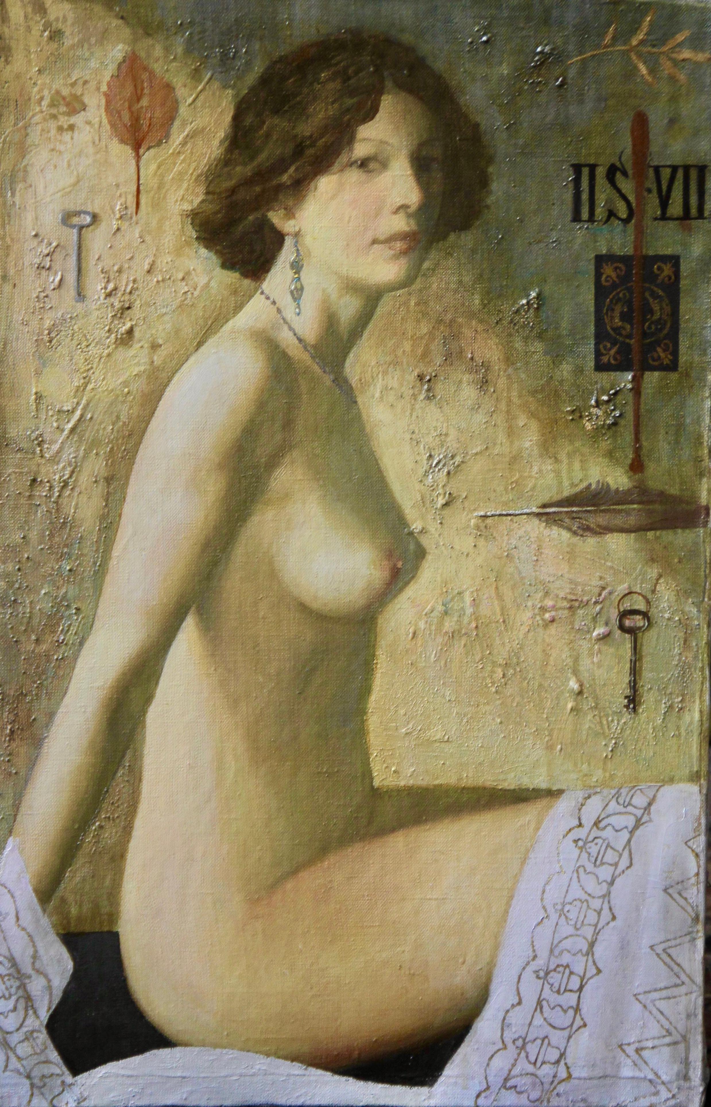 Nude model. Original modern art painting