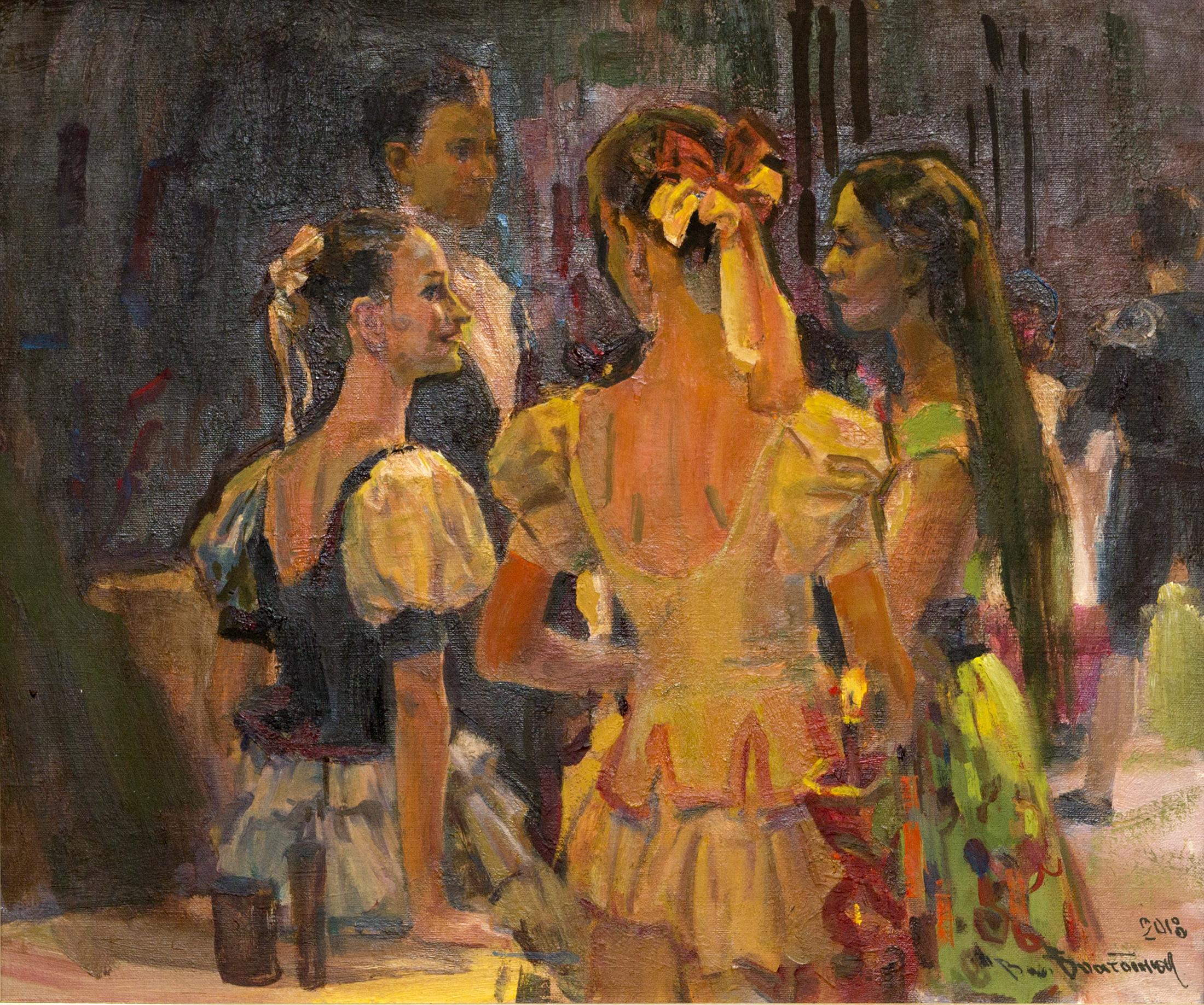 Students of the Academy of Russian ballet. Julia Zolotykh, Maxim Zenin, Lana Khalimova, A. Mashentzeva. Original modern art painting
