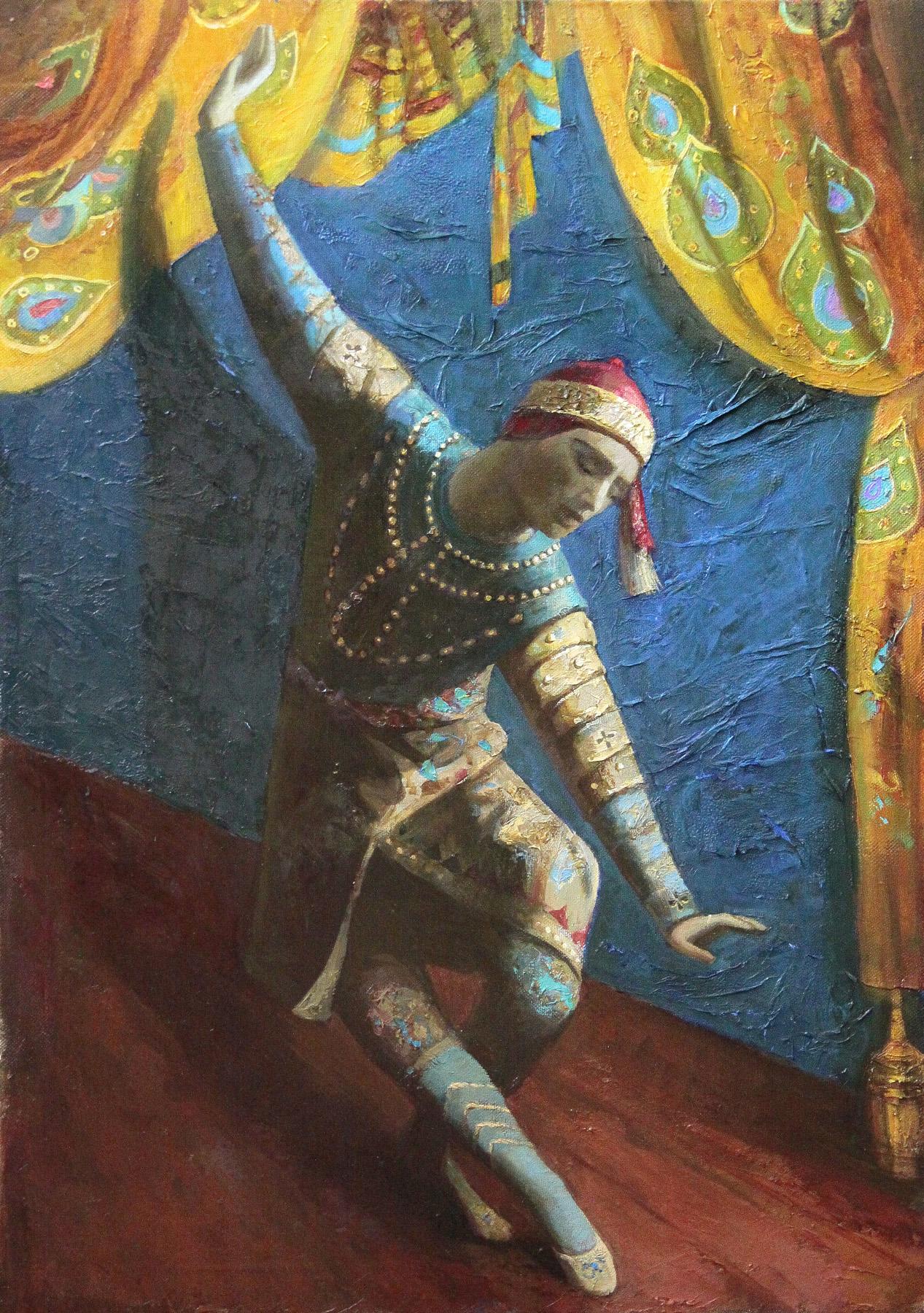 Vaslav Nijinsky. 音乐会室. 暹罗舞蹈. Original modern art painting
