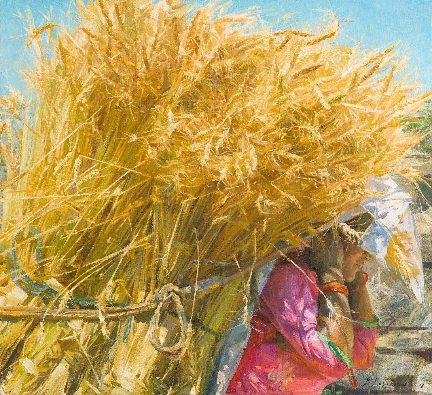 Golden harvest. Original modern art painting