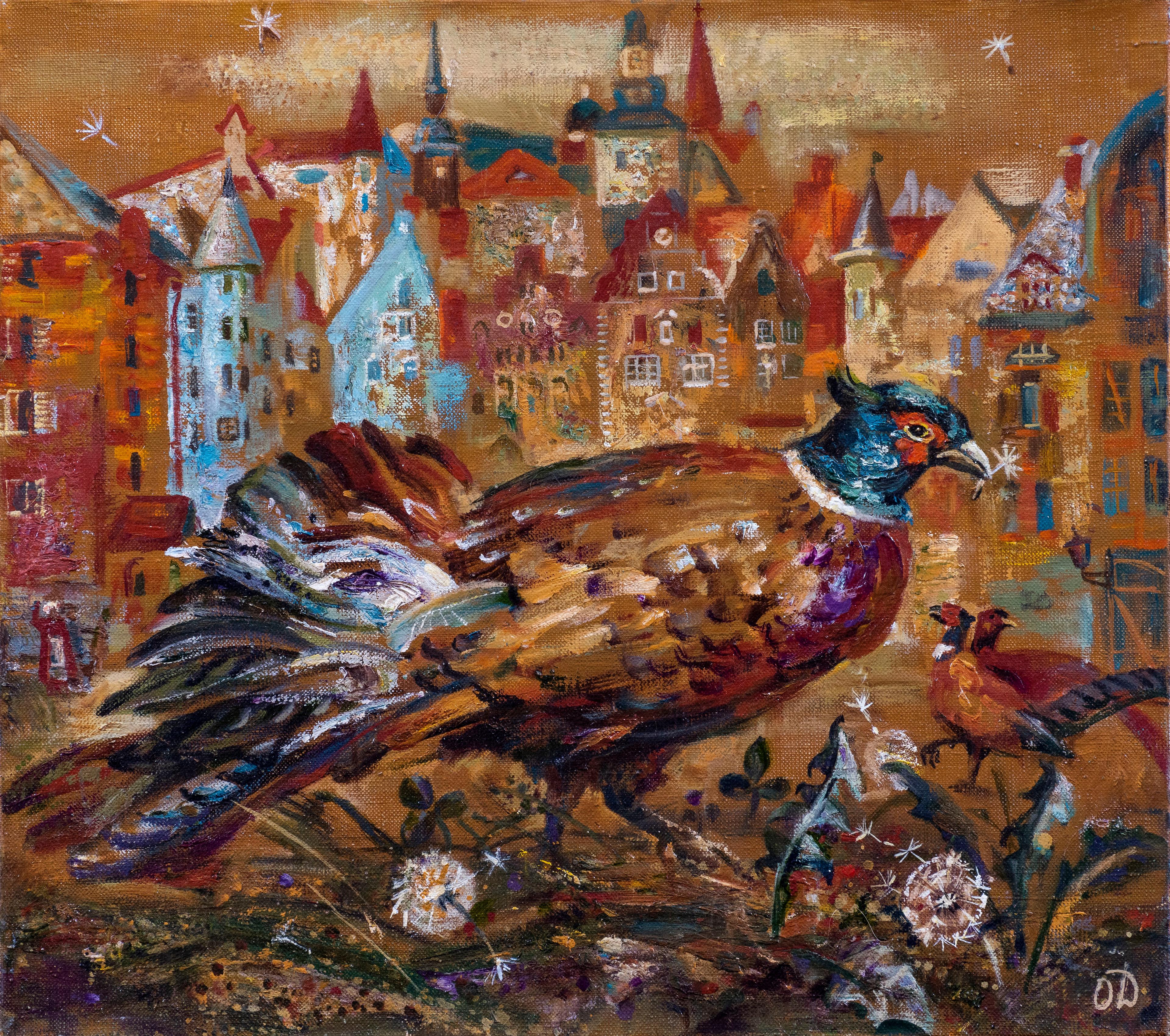 Golden pheasant. Original modern art painting