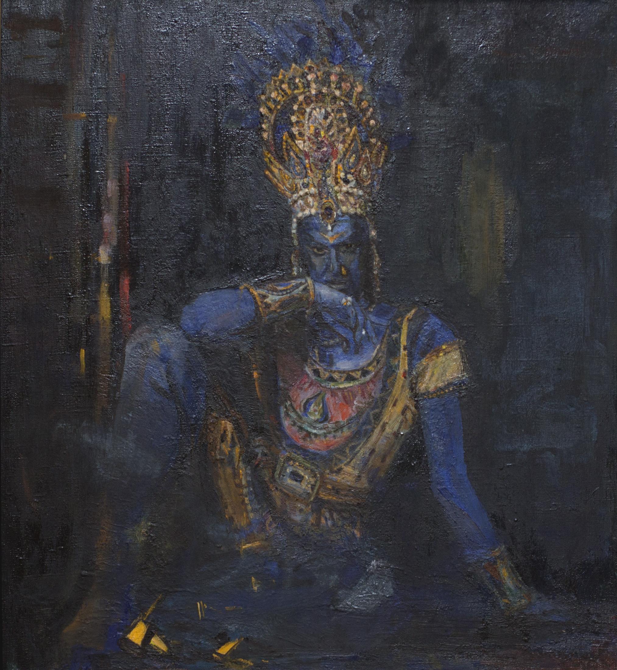 Nikolay Tsiskaridze as blue God. Original modern art painting
