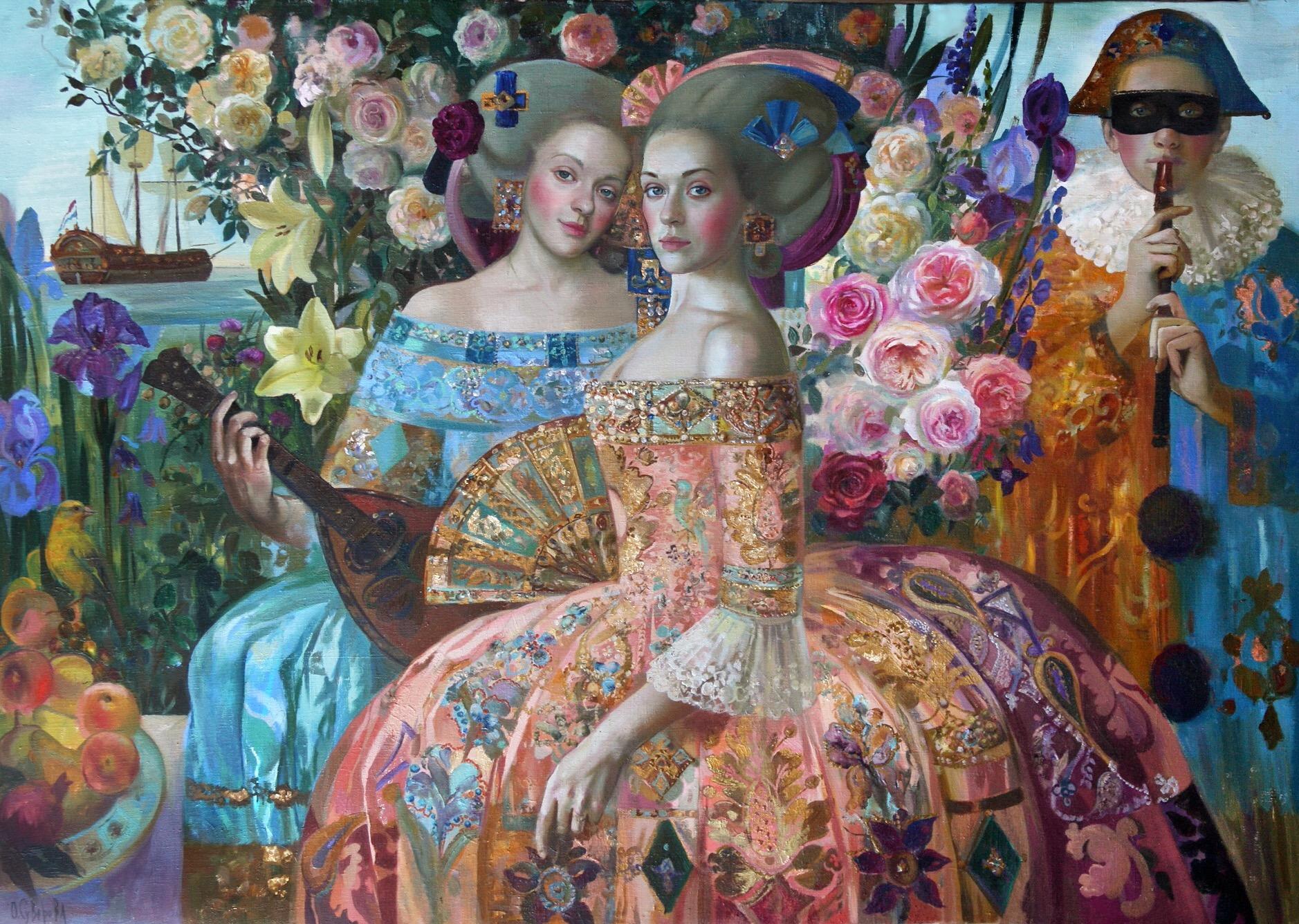Sisters. Original modern art painting
