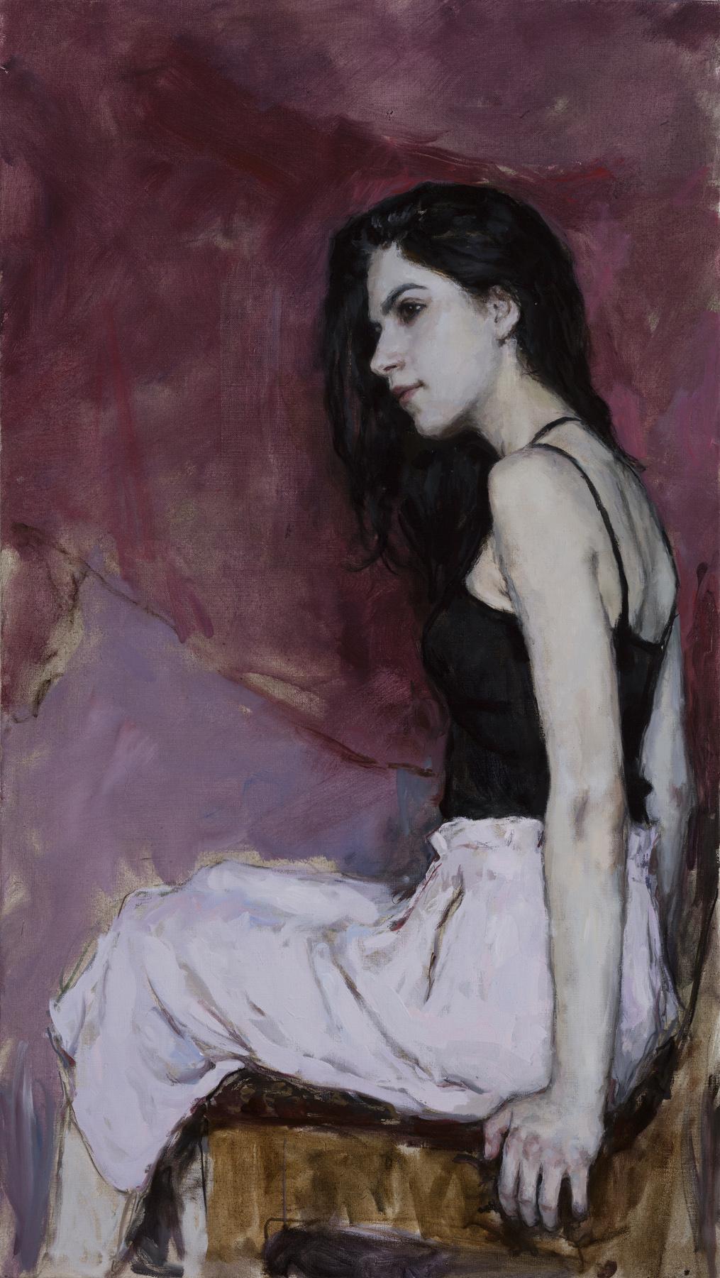 Sophia on violet backround. Original modern art painting