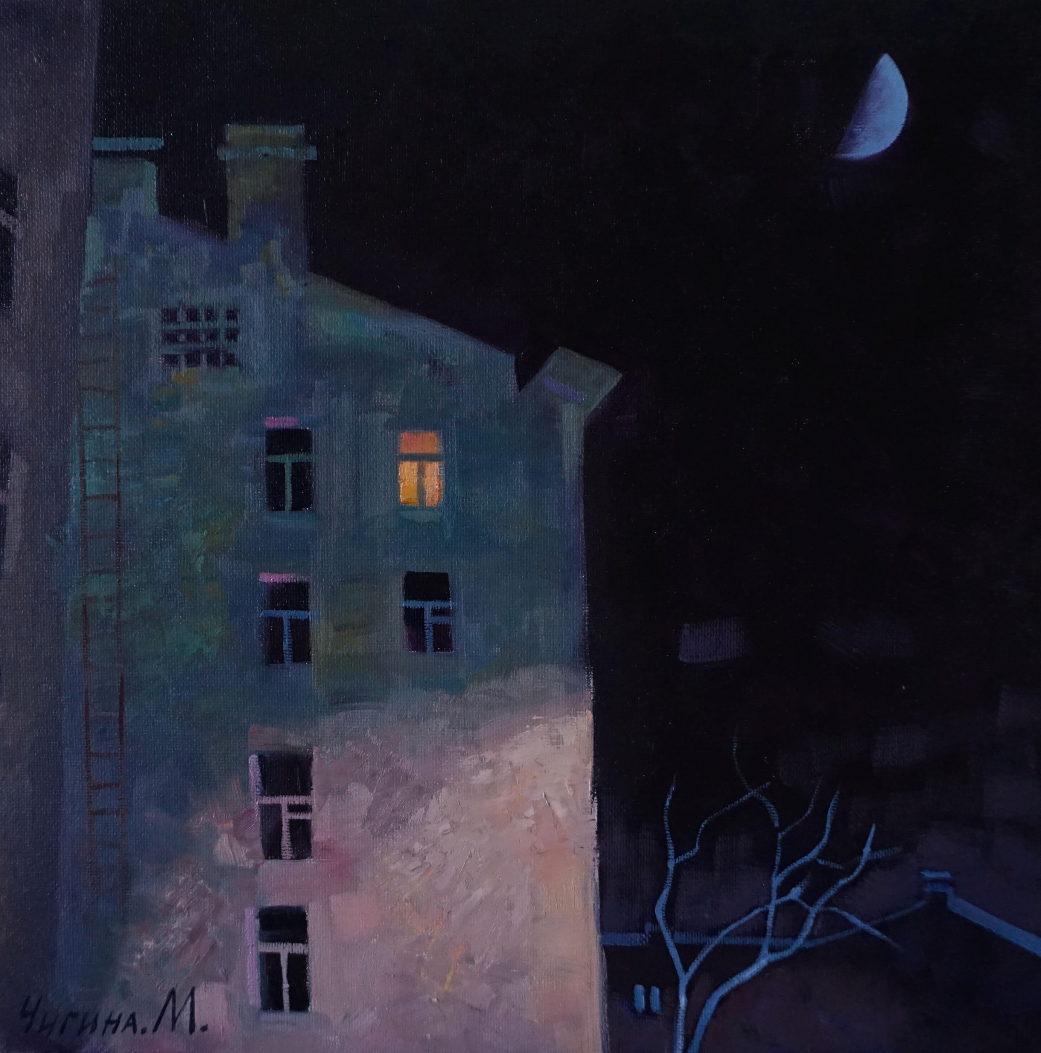 Dark night. Original modern art painting