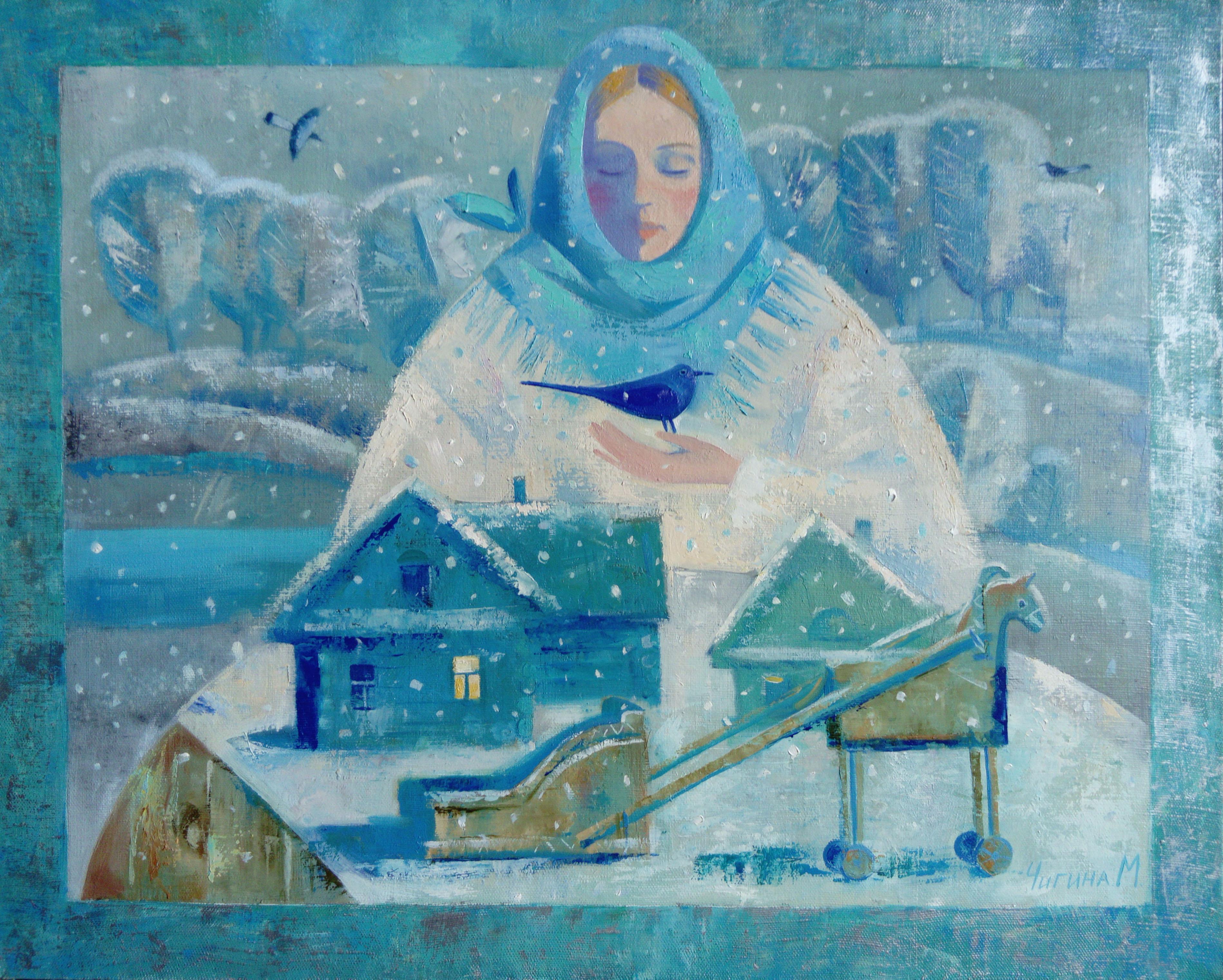 первый снег. Original modern art painting