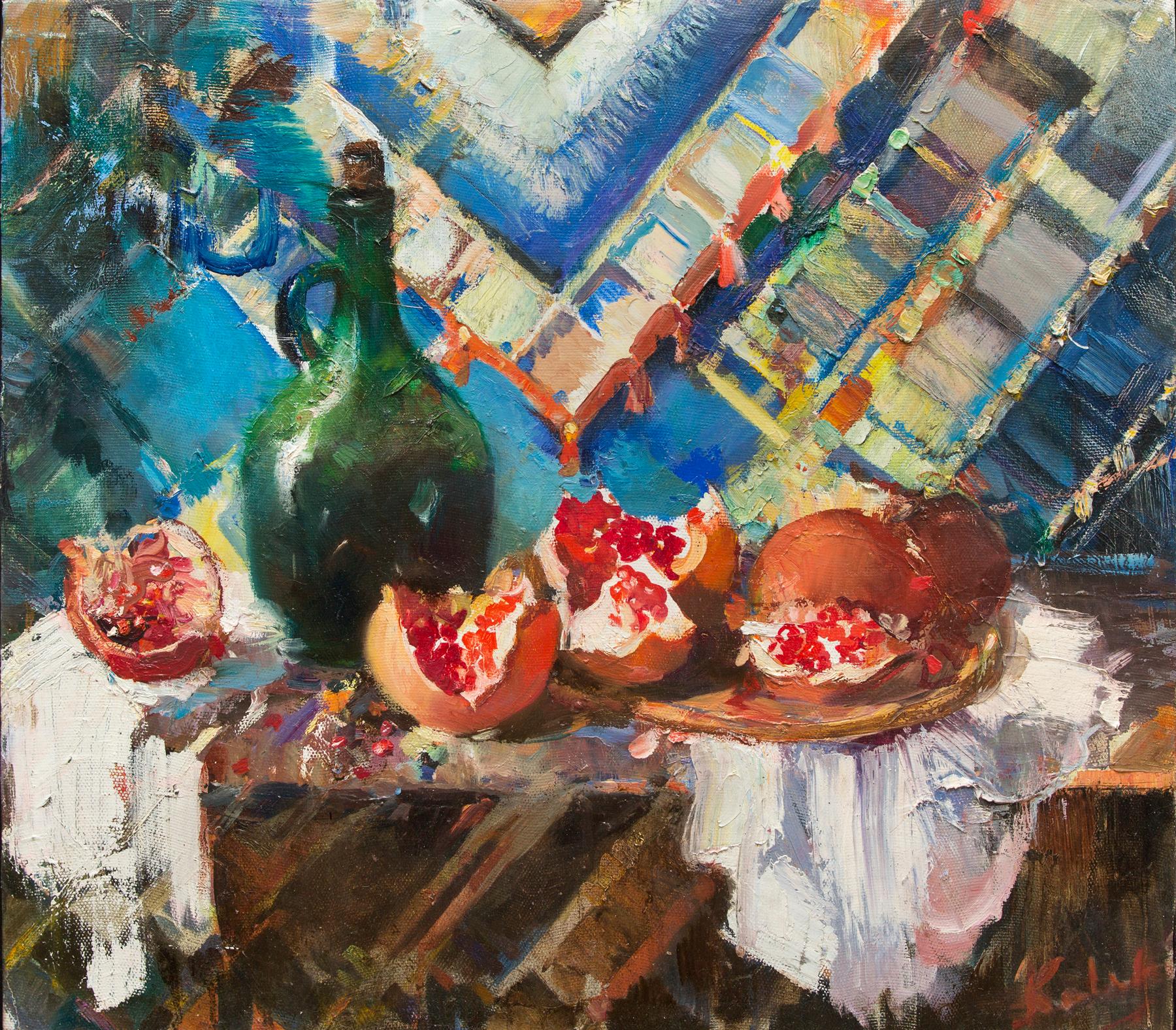 Still life. Pomegranates. Original modern art painting