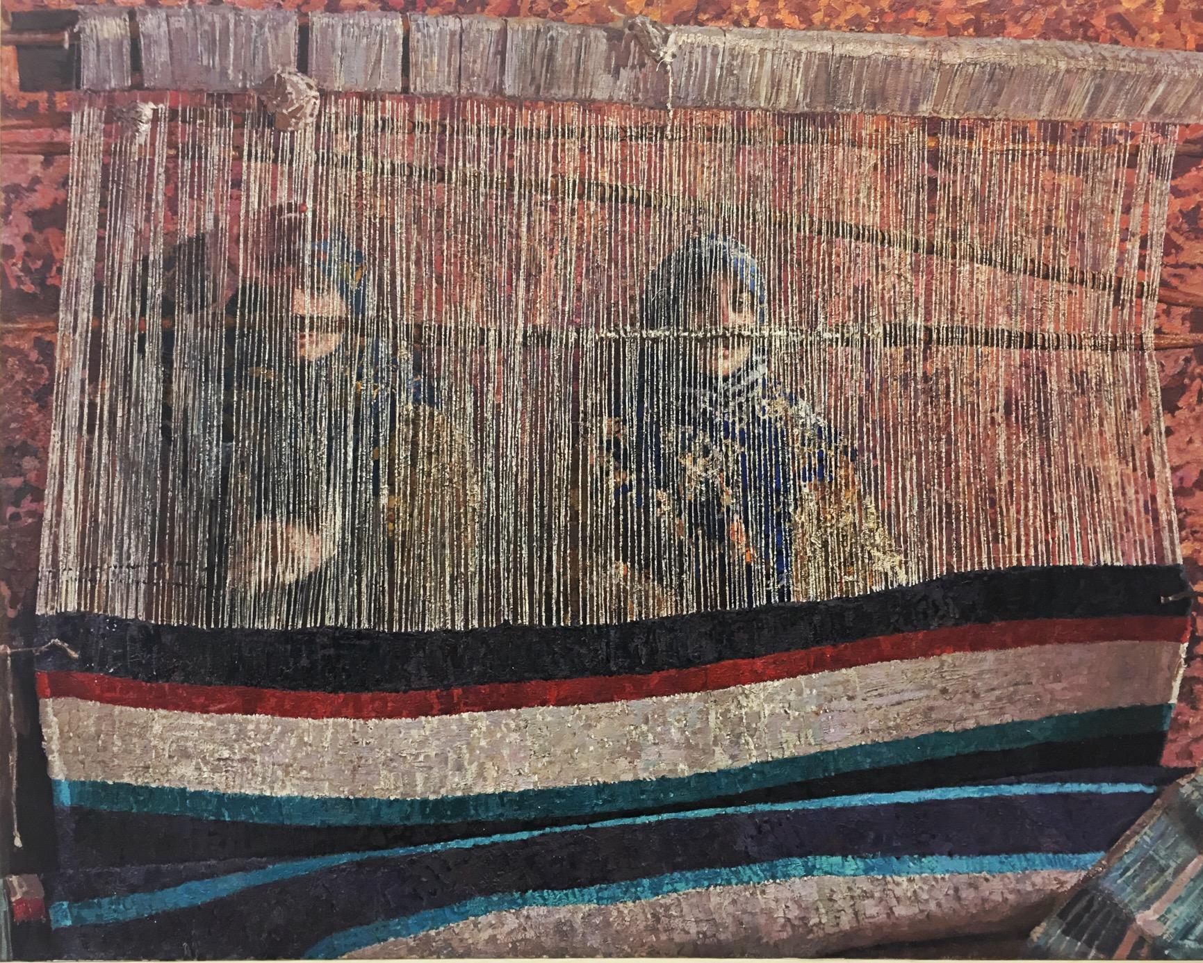 Weavers. Original modern art painting