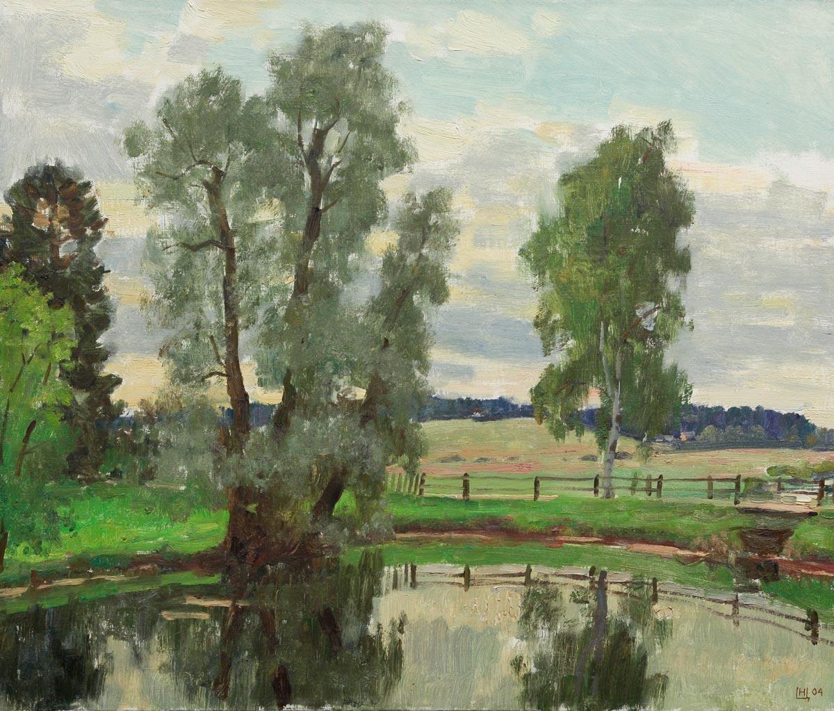 Pond in Mikhailovskoye. Original modern art painting