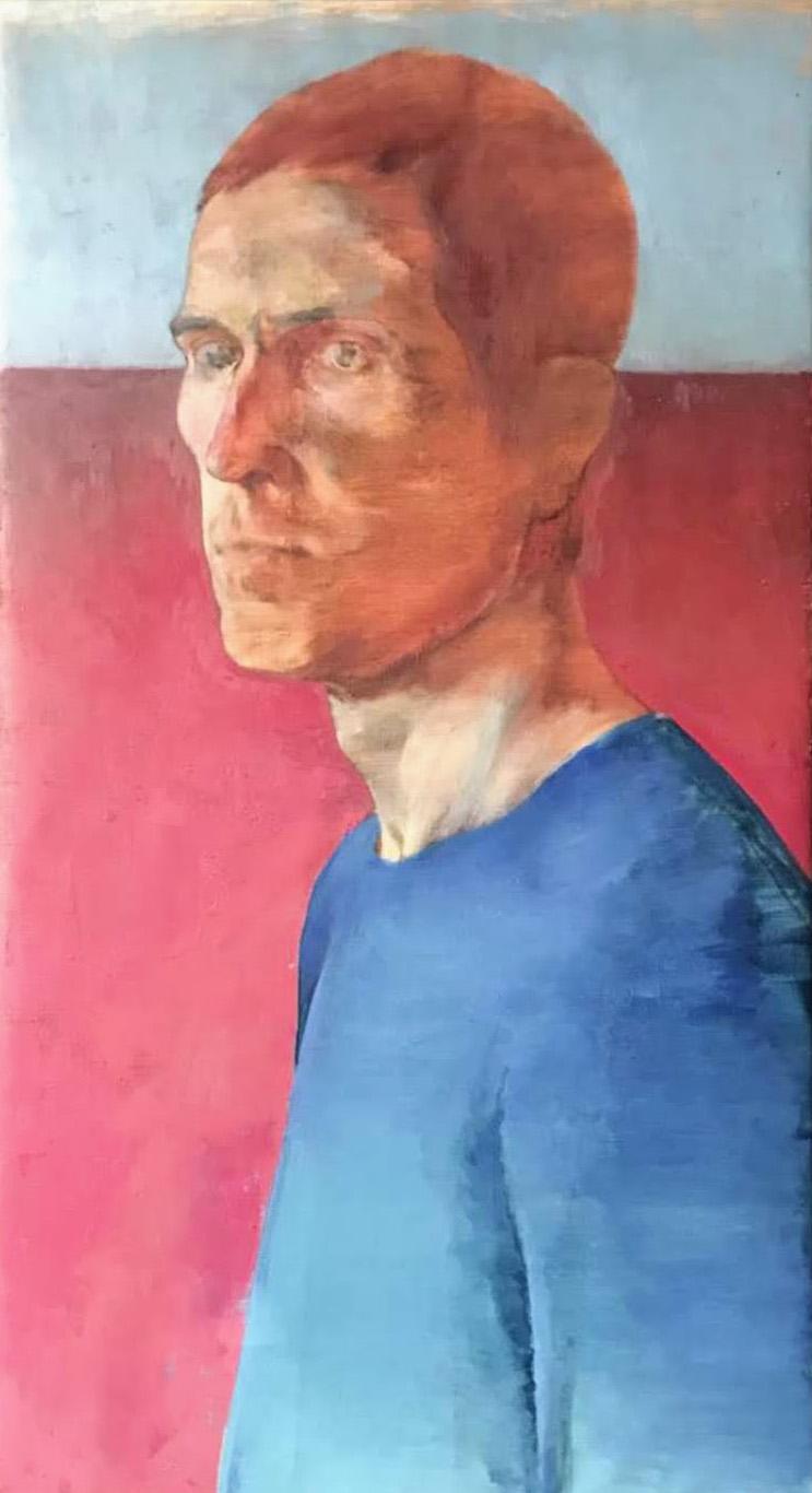 Портрет на розовом фоне. Original modern art painting