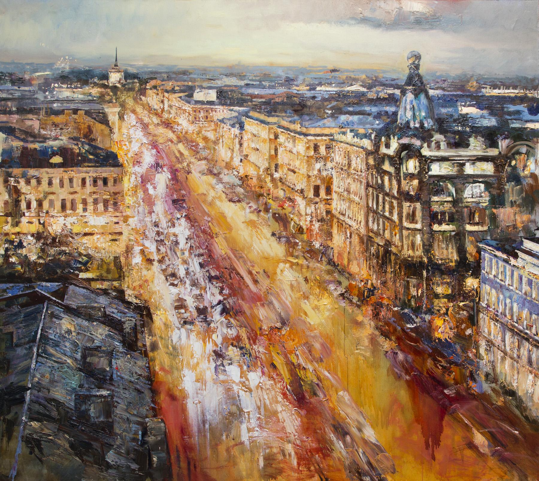 Nevsky perspective. Original modern art painting