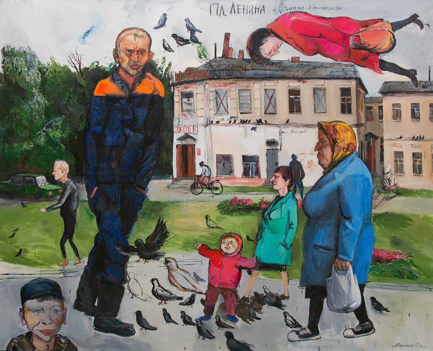 Романов-Борисоглебск, площадь Ленина. Original modern art painting