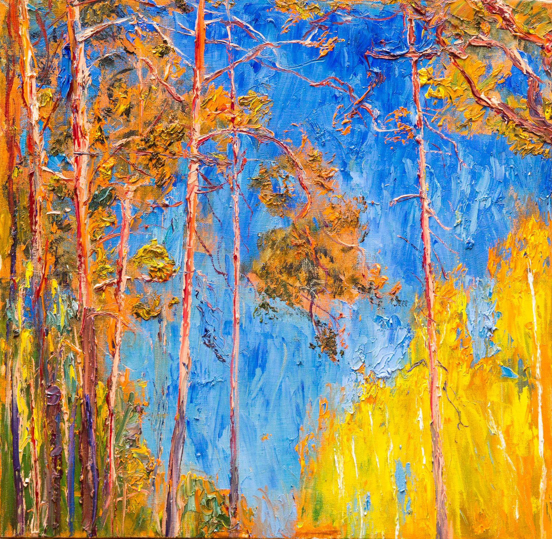 Spring pines. Original modern art painting