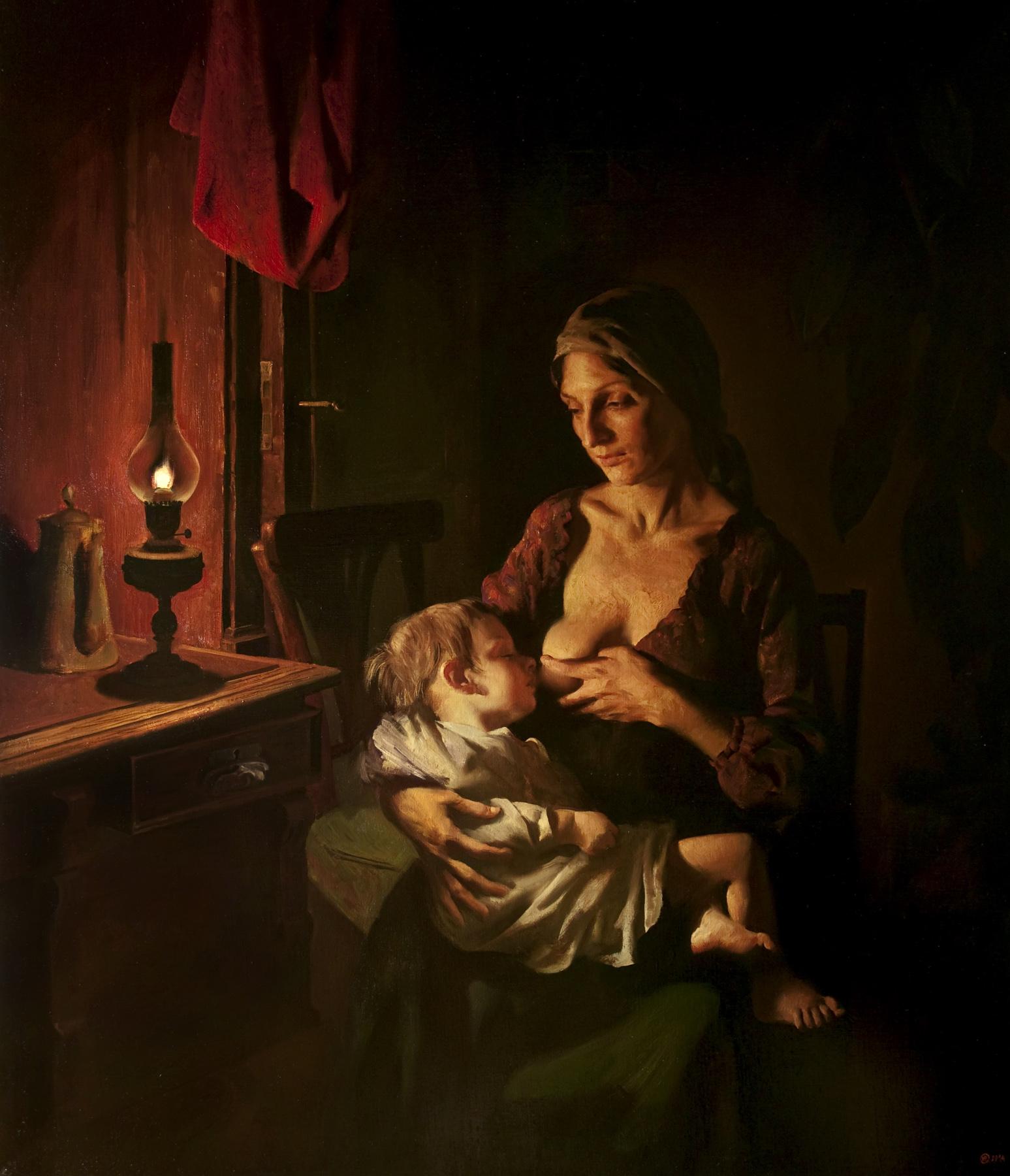 母亲和儿童. Original modern art painting
