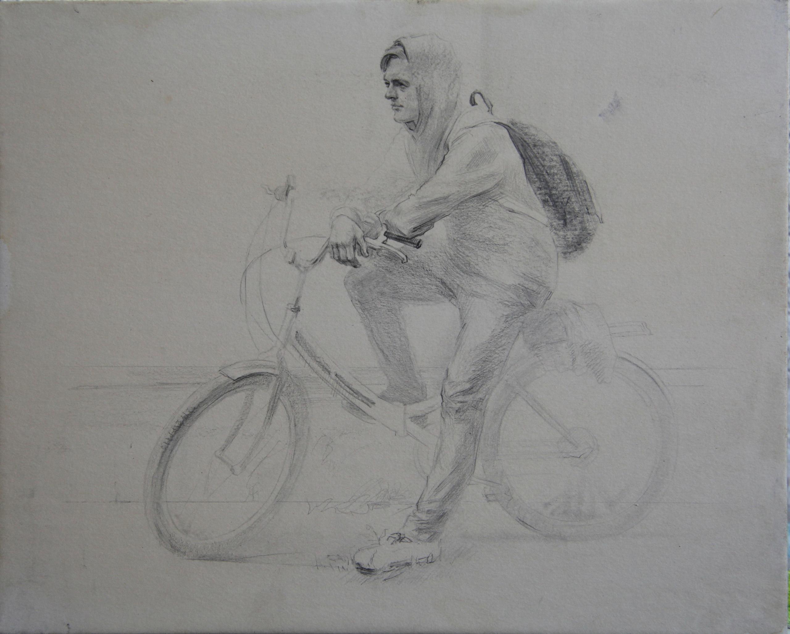 The guy with the Chinese bike. 2018. Original modern art painting