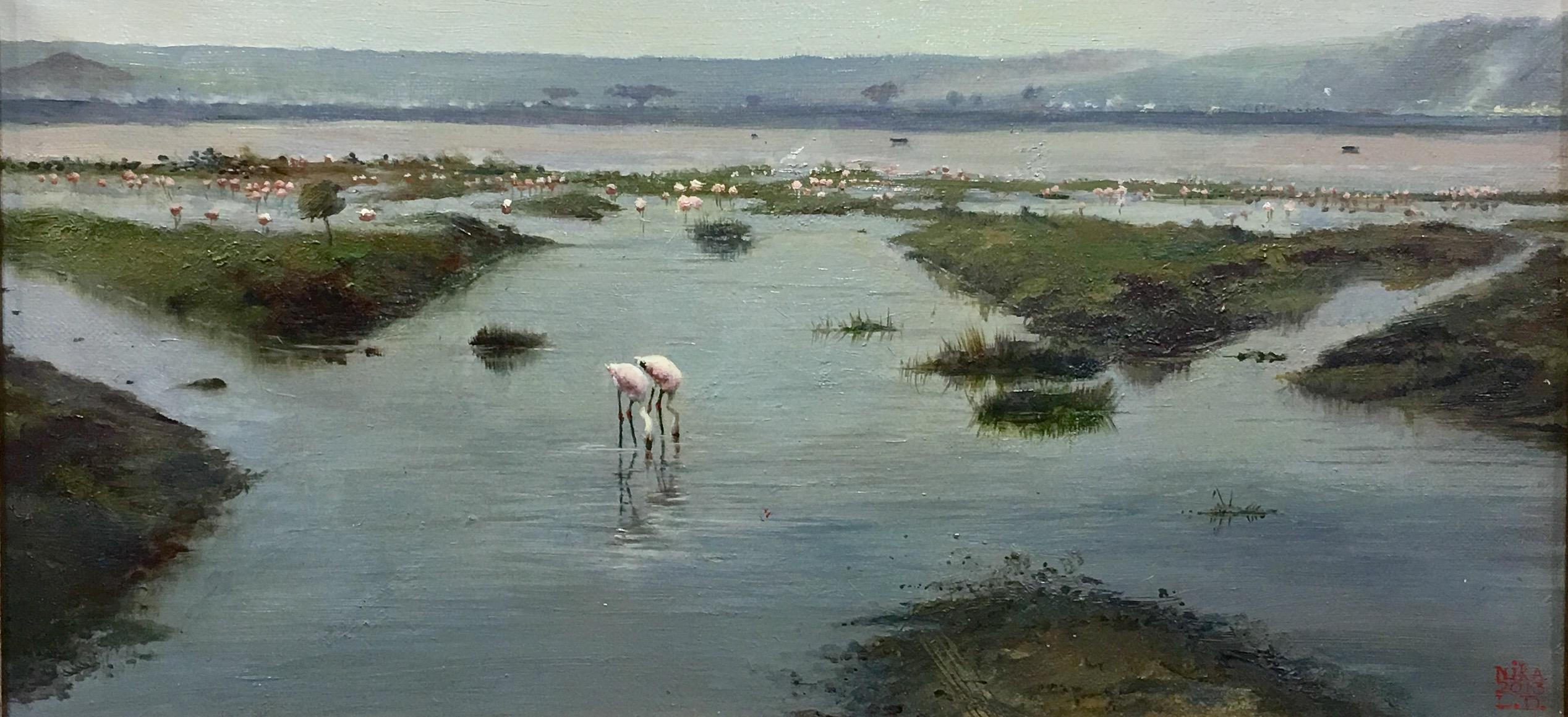 Flamingo. Africa. Original modern art painting