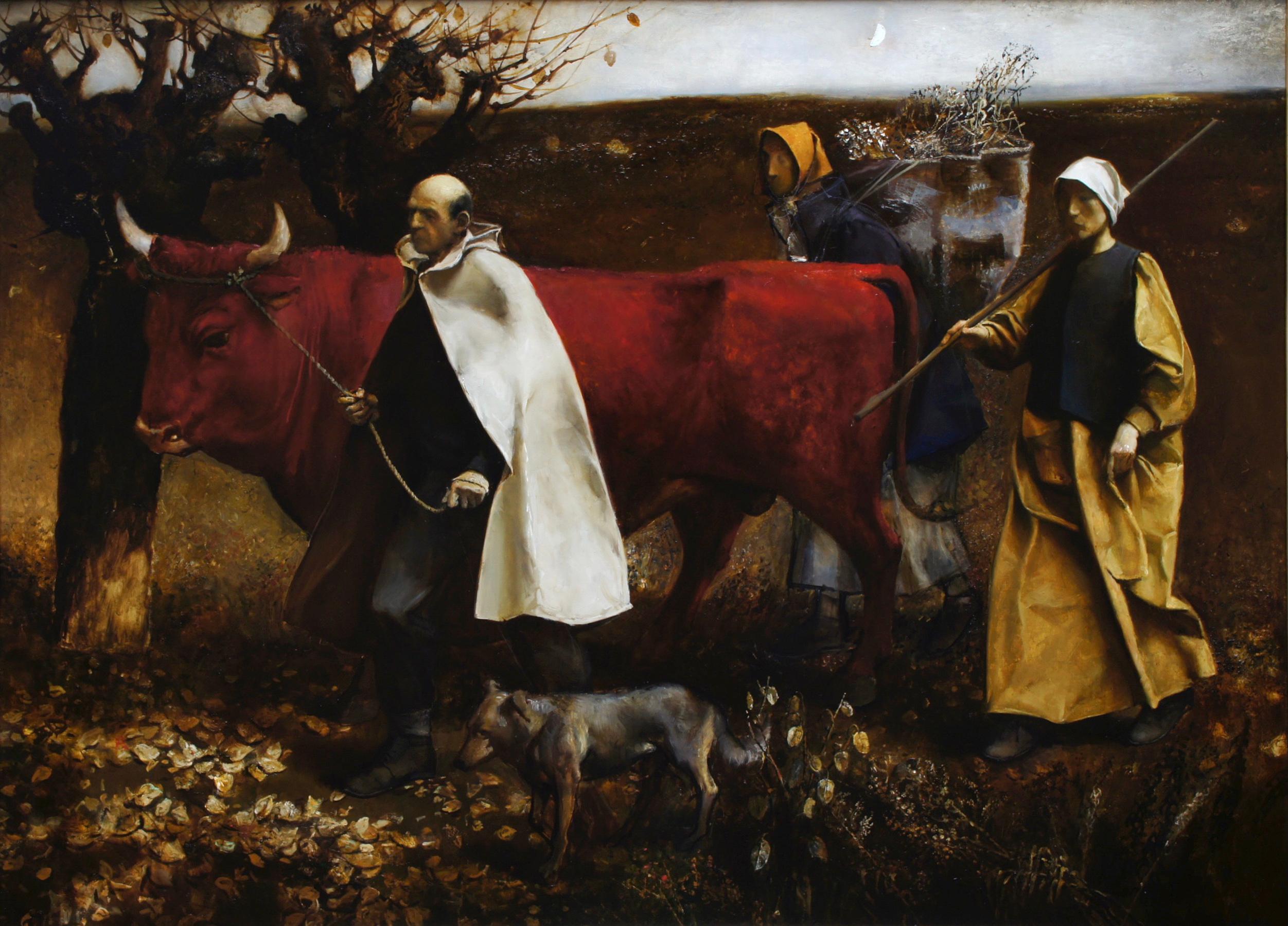 Красный бык. Original modern art painting