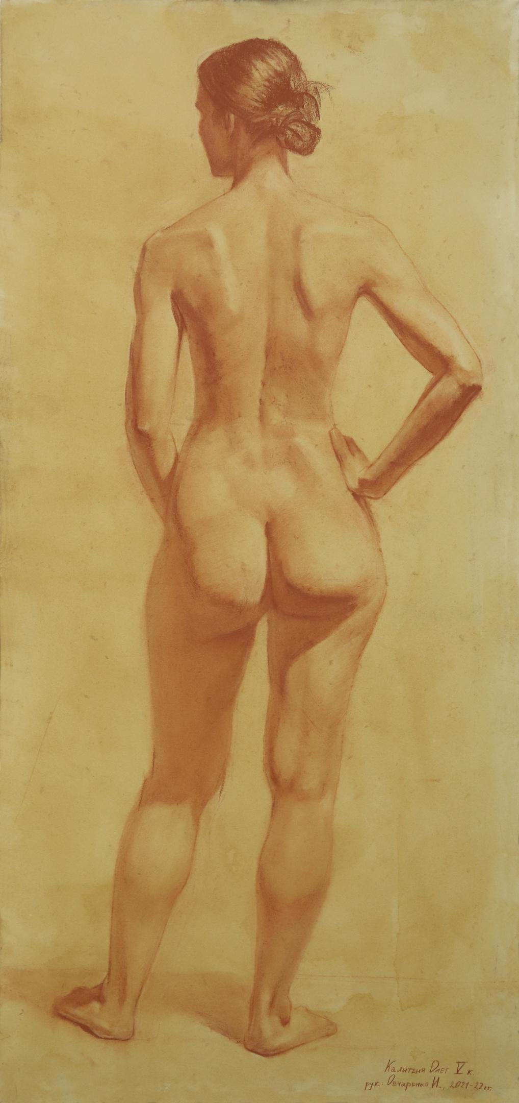 Обнажённая женская фигура со спины. 2021 . Original modern art painting