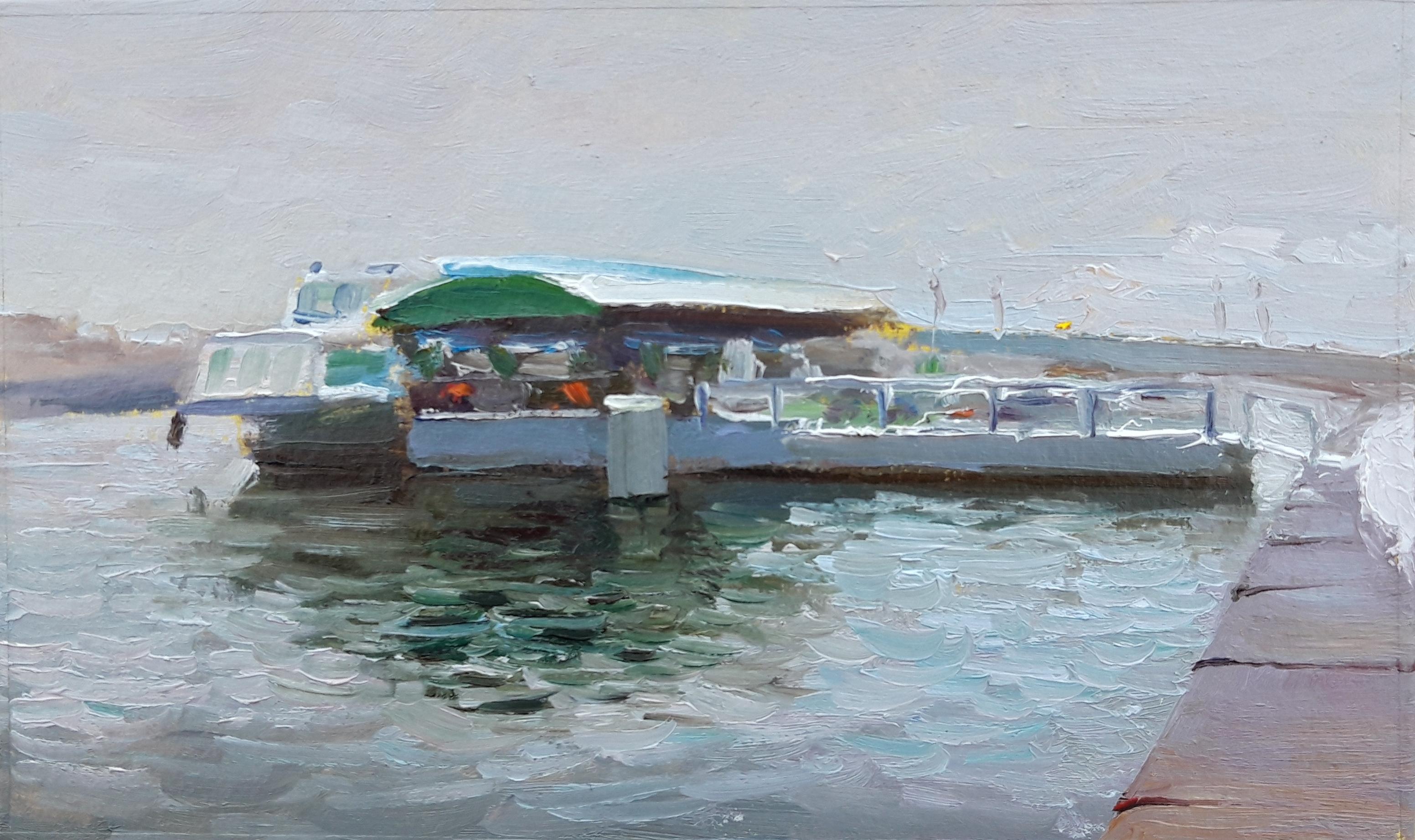 Pier near the Academy. Original modern art painting