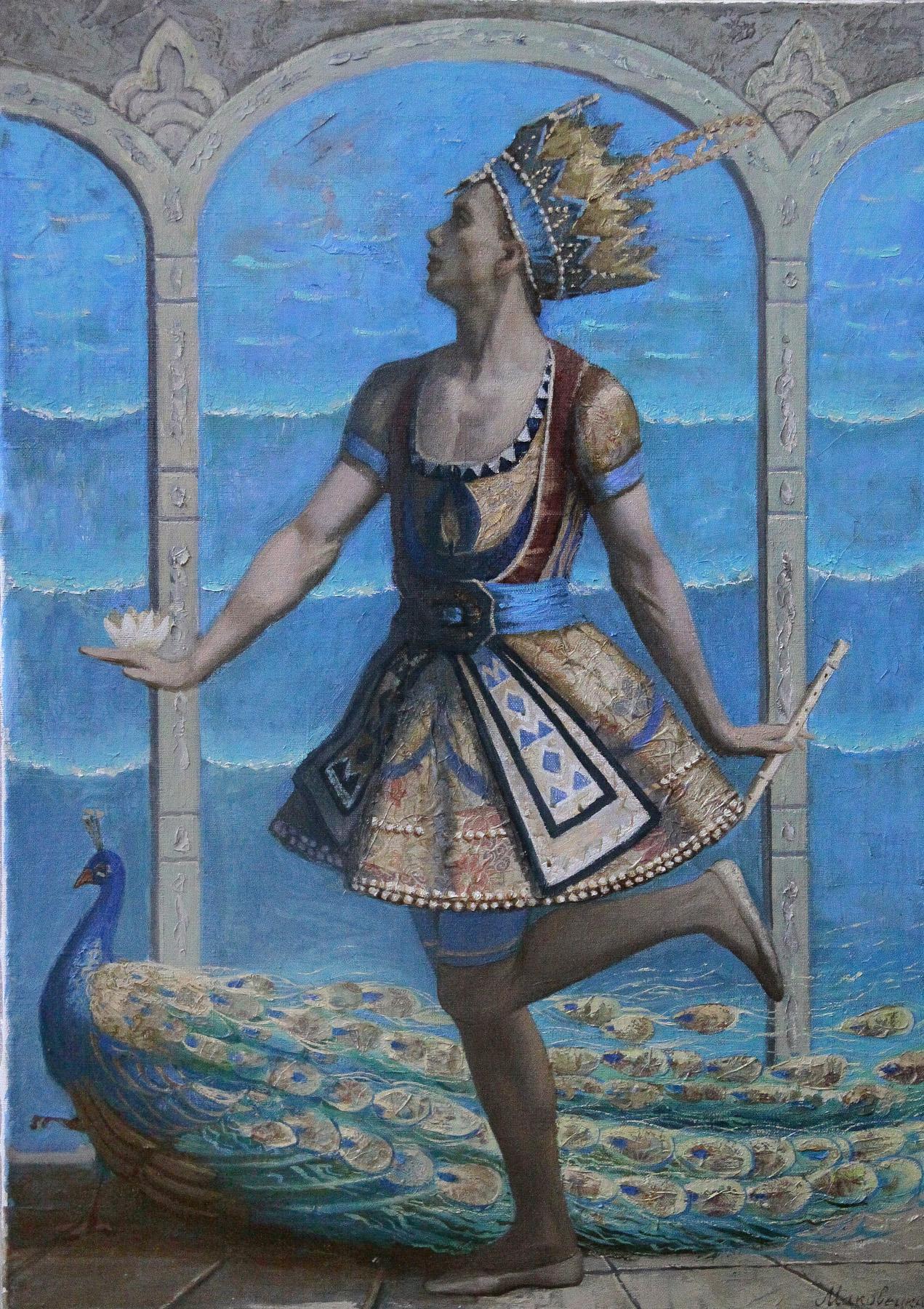 Нижинский. Балет Синий Бог. Original modern art painting