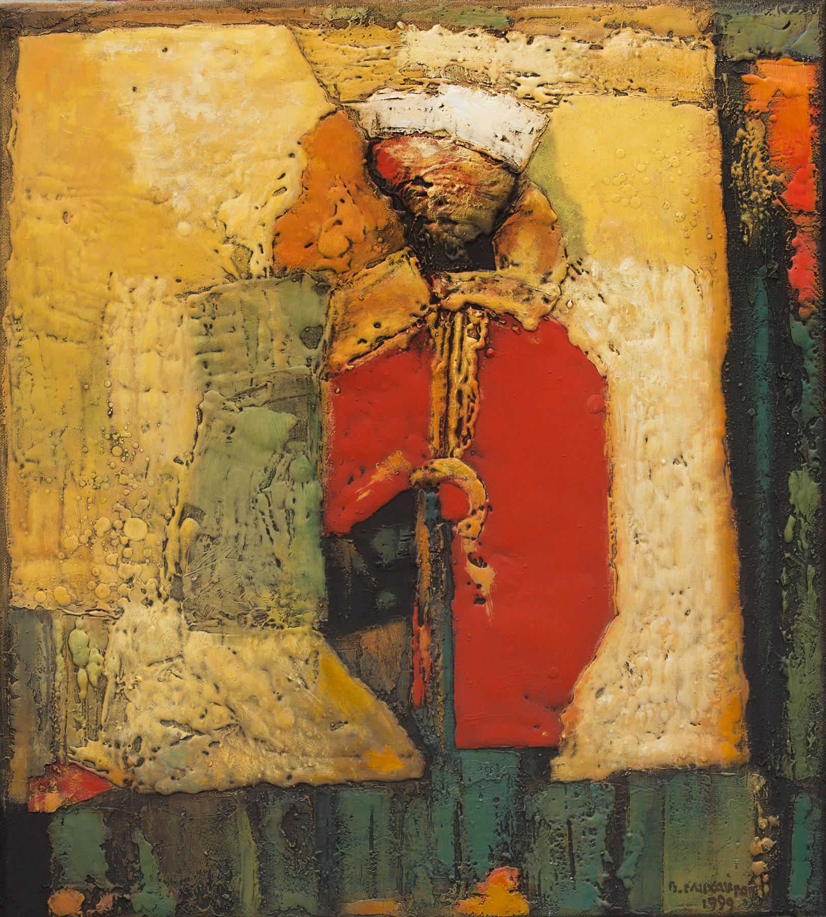 Icon's fragment. Original modern art painting