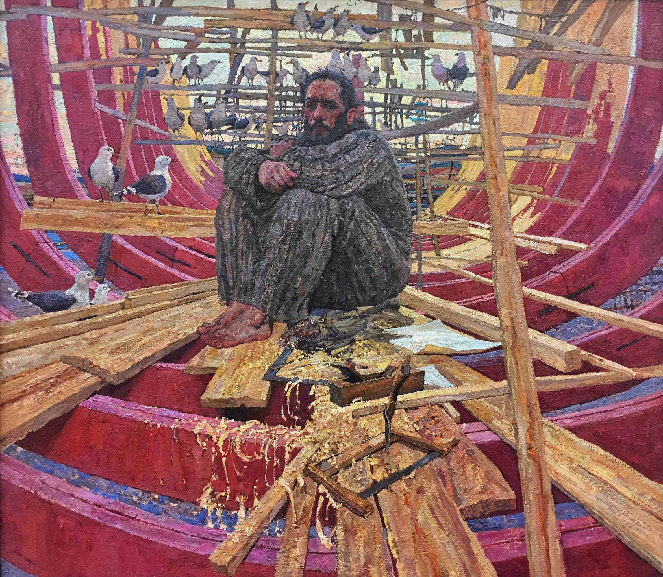 Ship builder. Original modern art painting