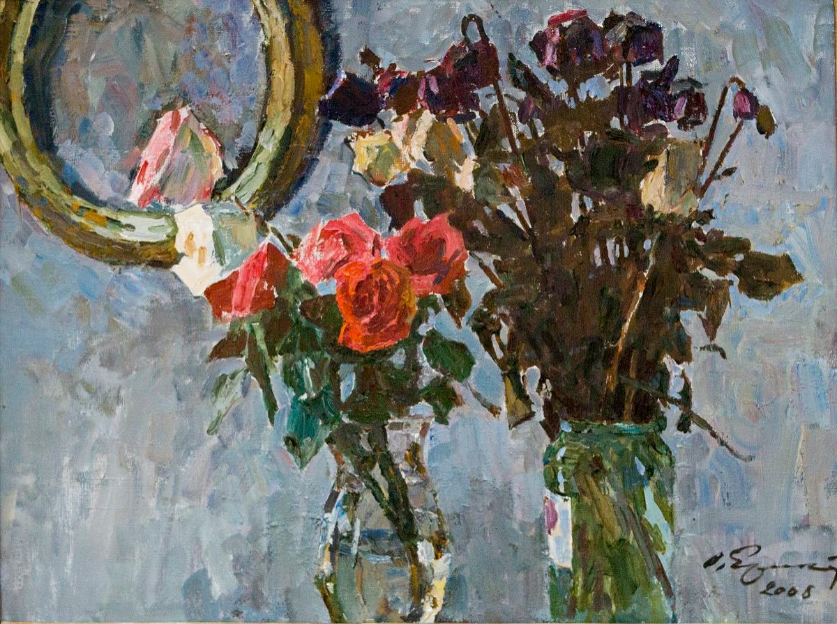 Two bouquets. Original modern art painting