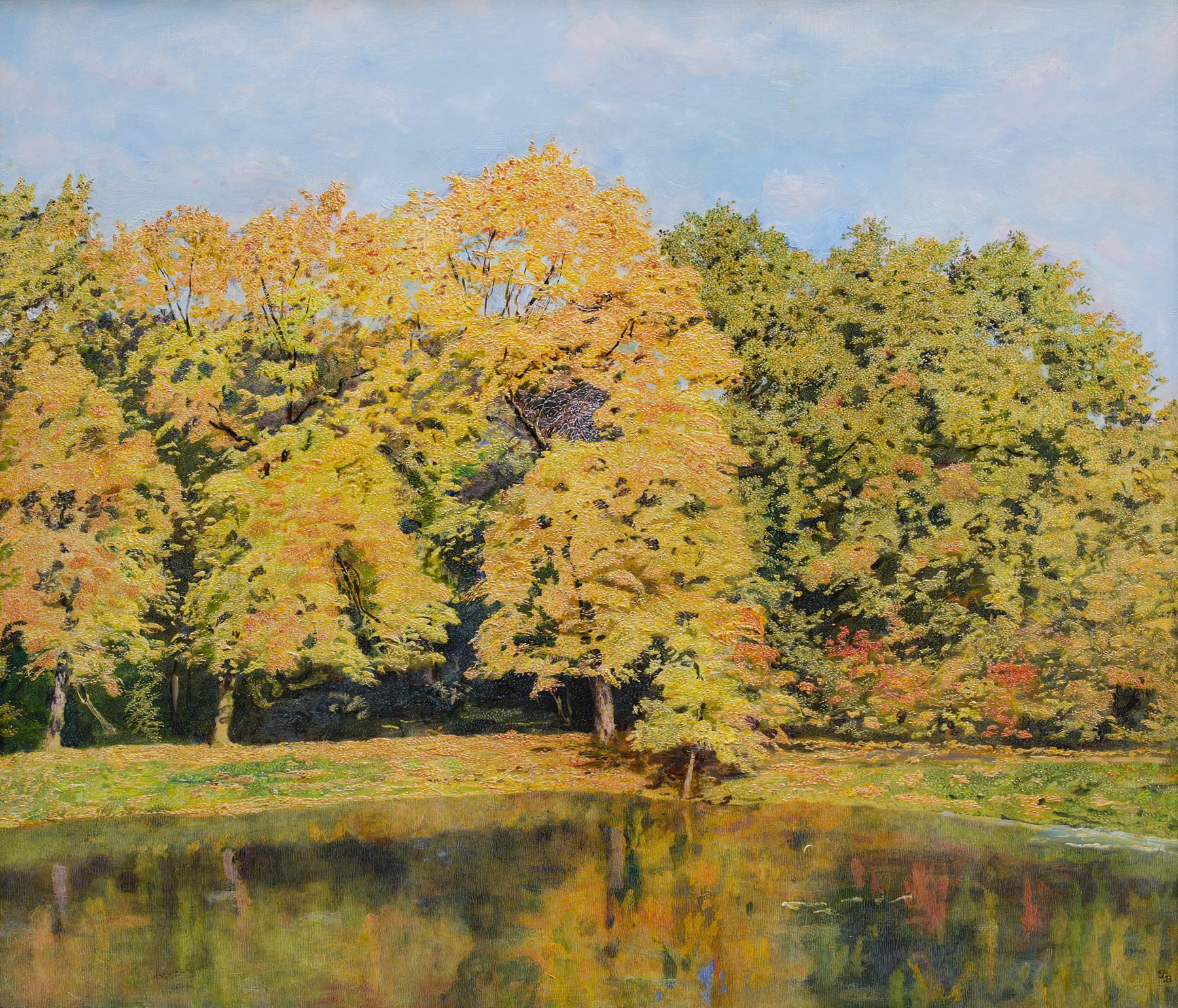 Air full of autumn sun. Original modern art painting