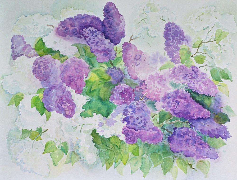 Lilac still life. Original modern art painting