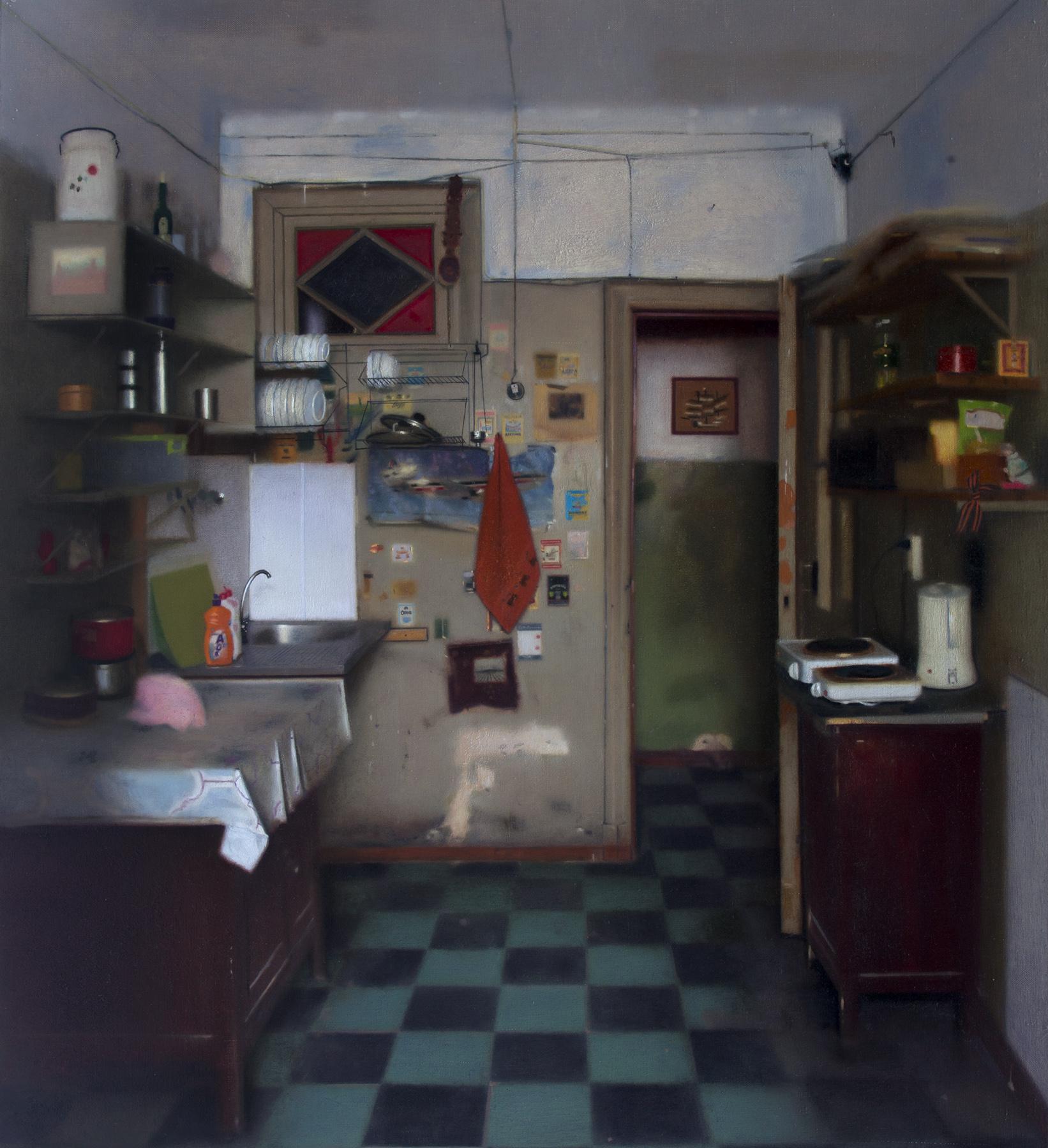 Good morning (The last Hero). Series "Kitchen".. Original modern art painting