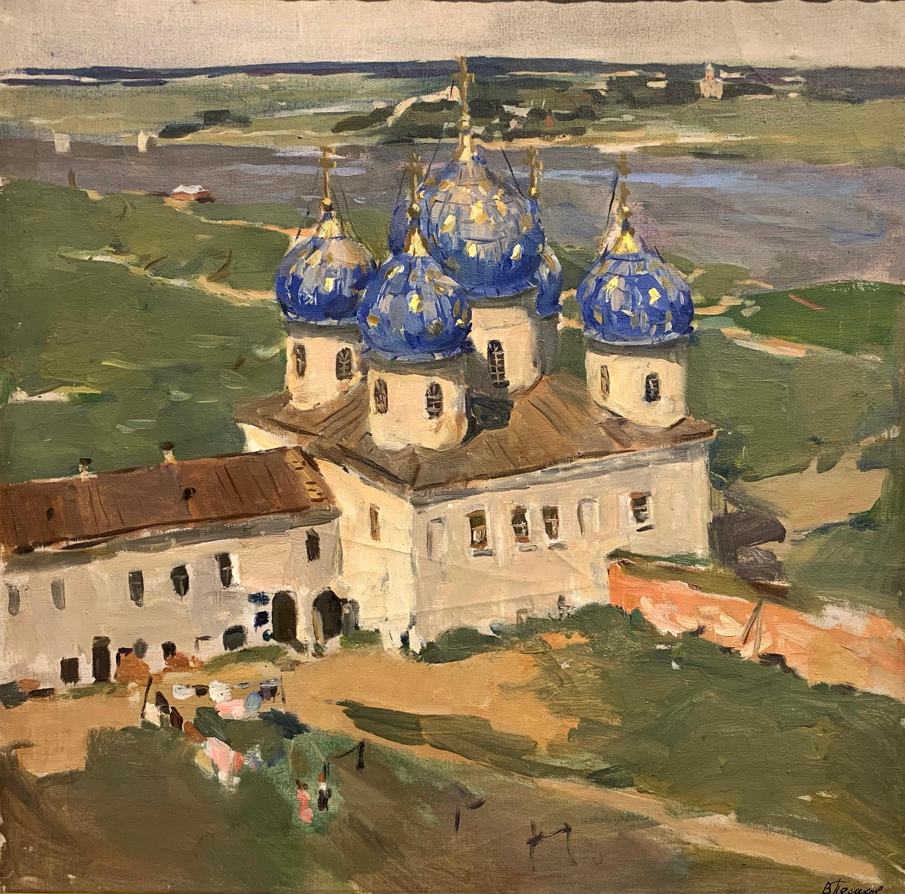 Veliky Novgorod. Yuriev monastery. 1972. Original modern art painting