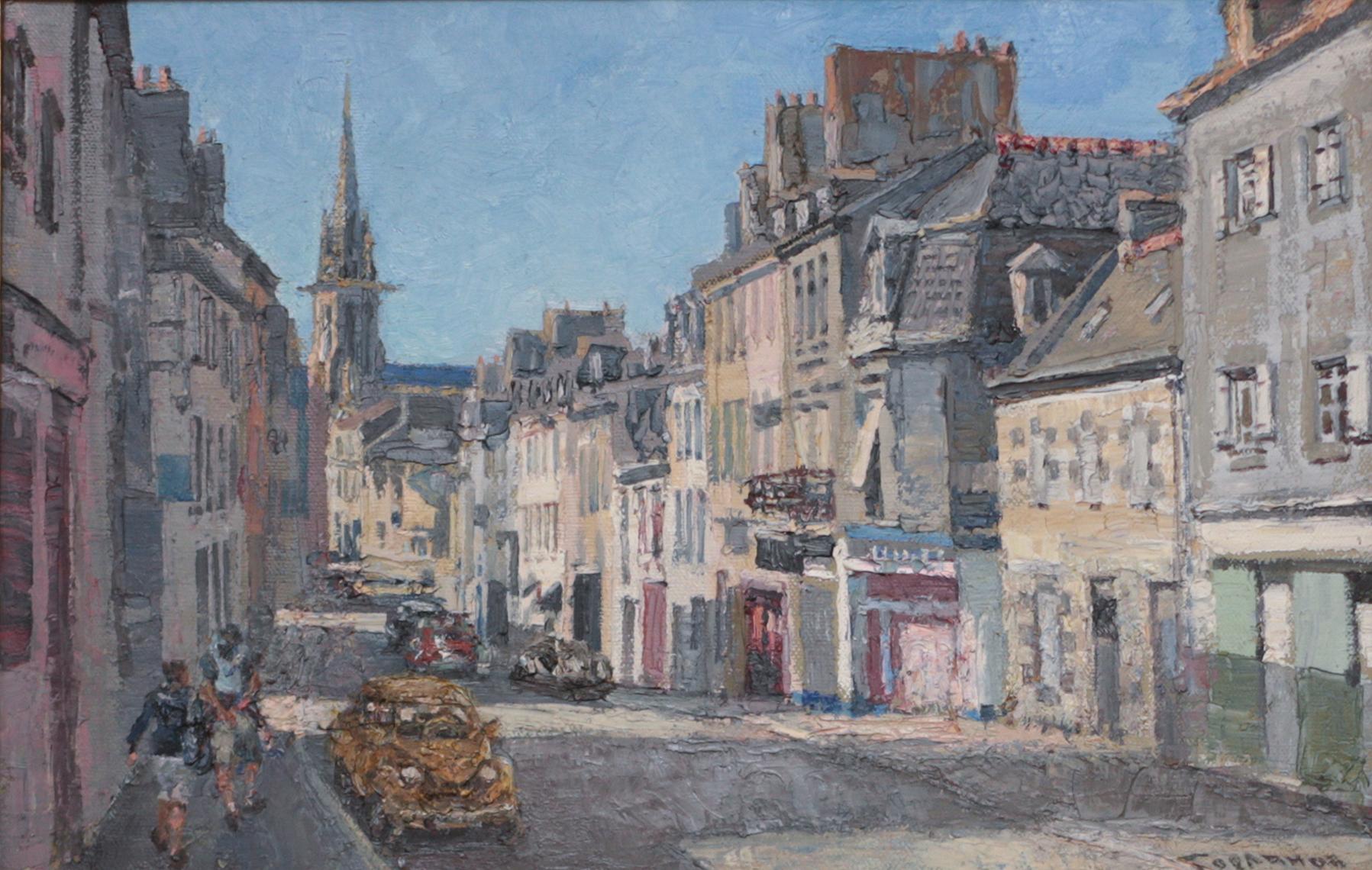 Street in Brittany. Original modern art painting