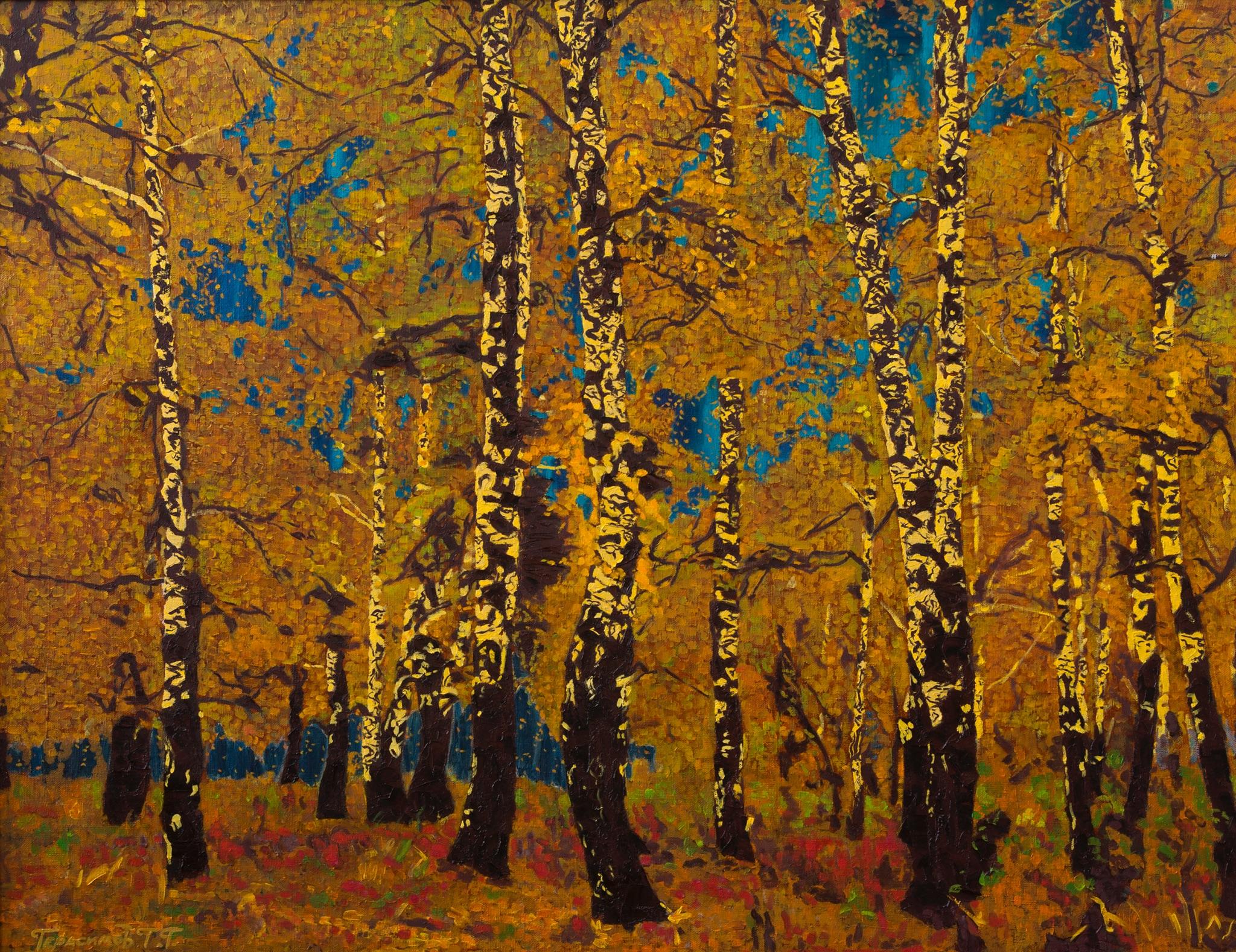 Birches. Original modern art painting
