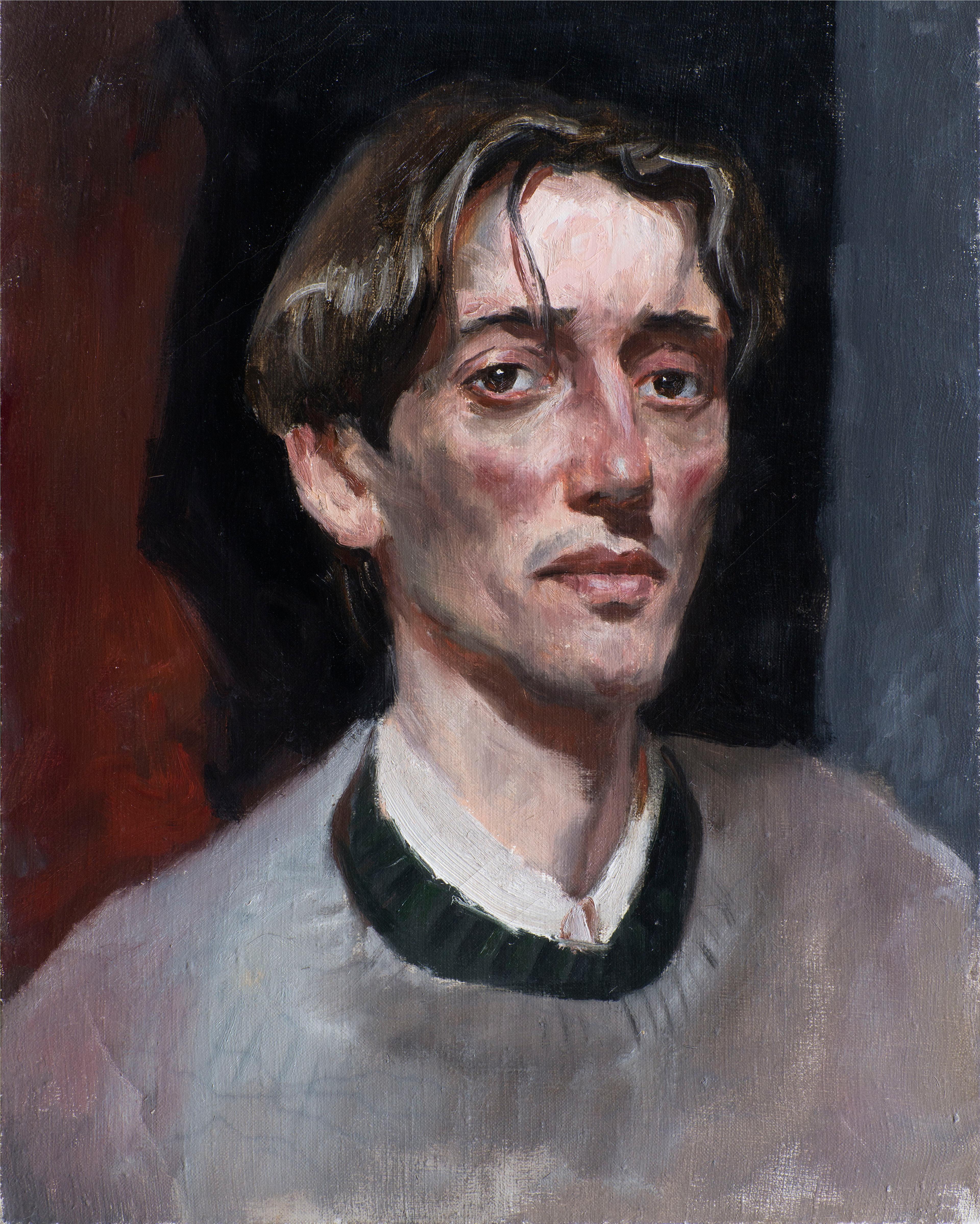 Portrait of a young man. Original modern art painting