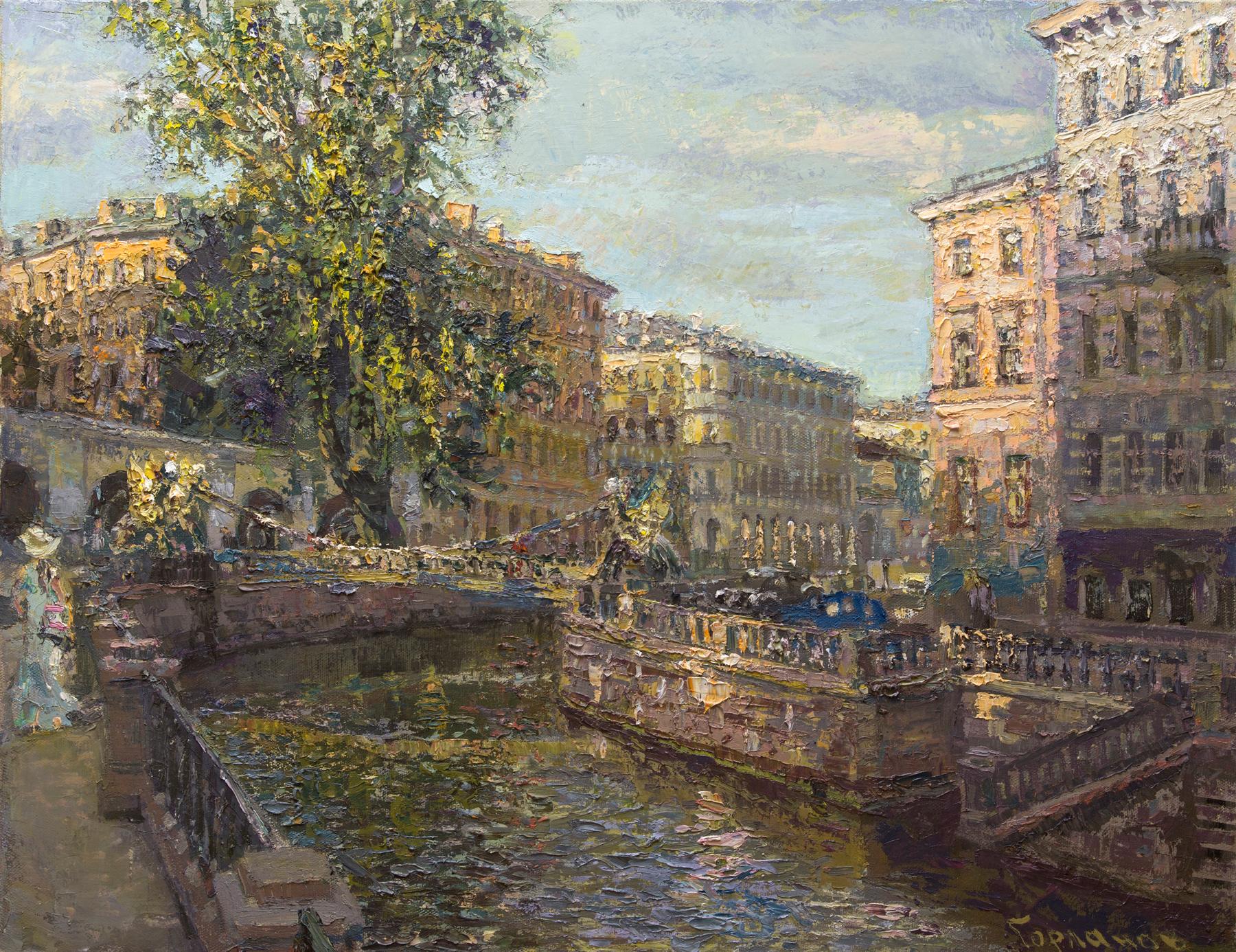 Bankovsky bridge. Original modern art painting