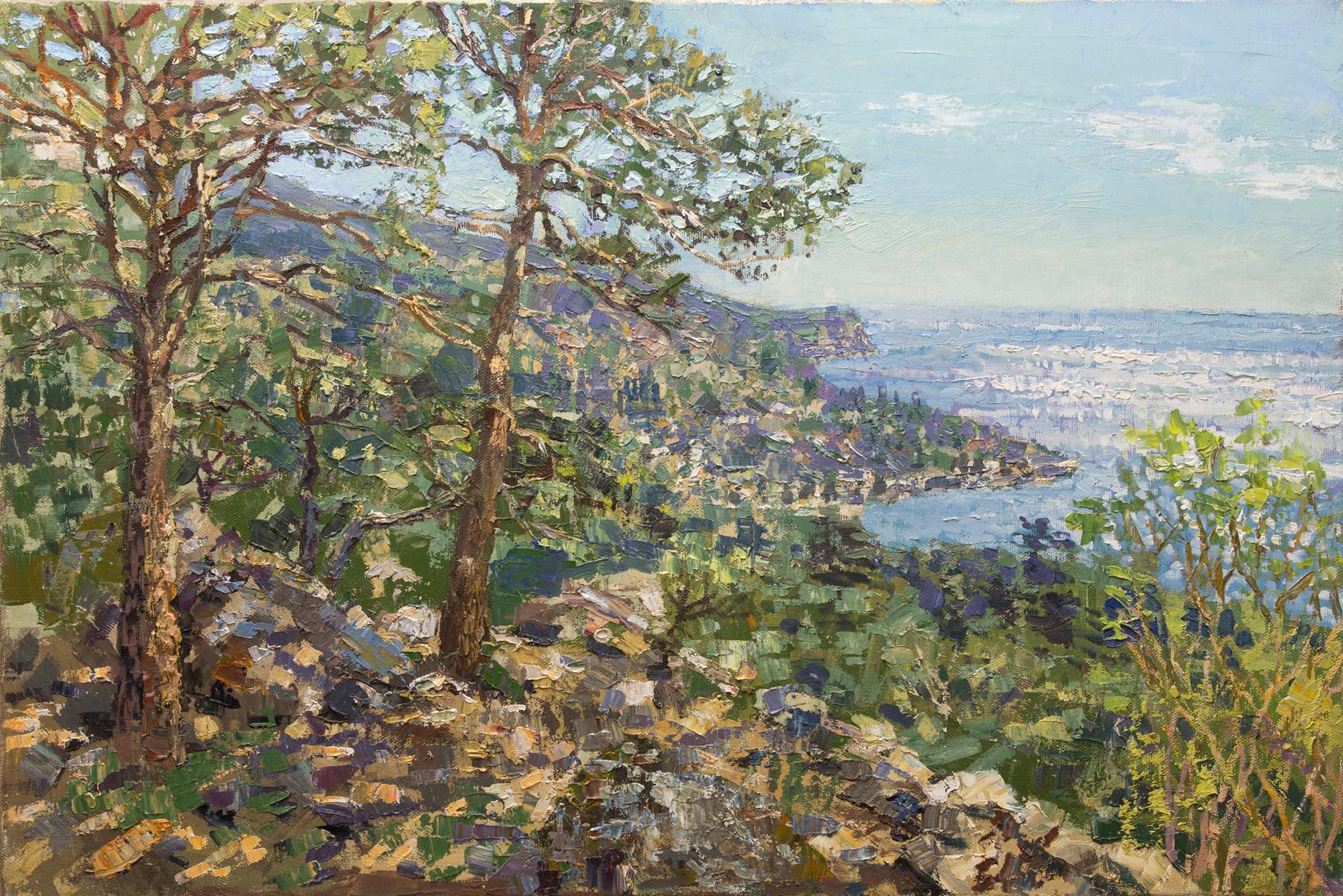 Sea view from Ai Petri mountain. Original modern art painting