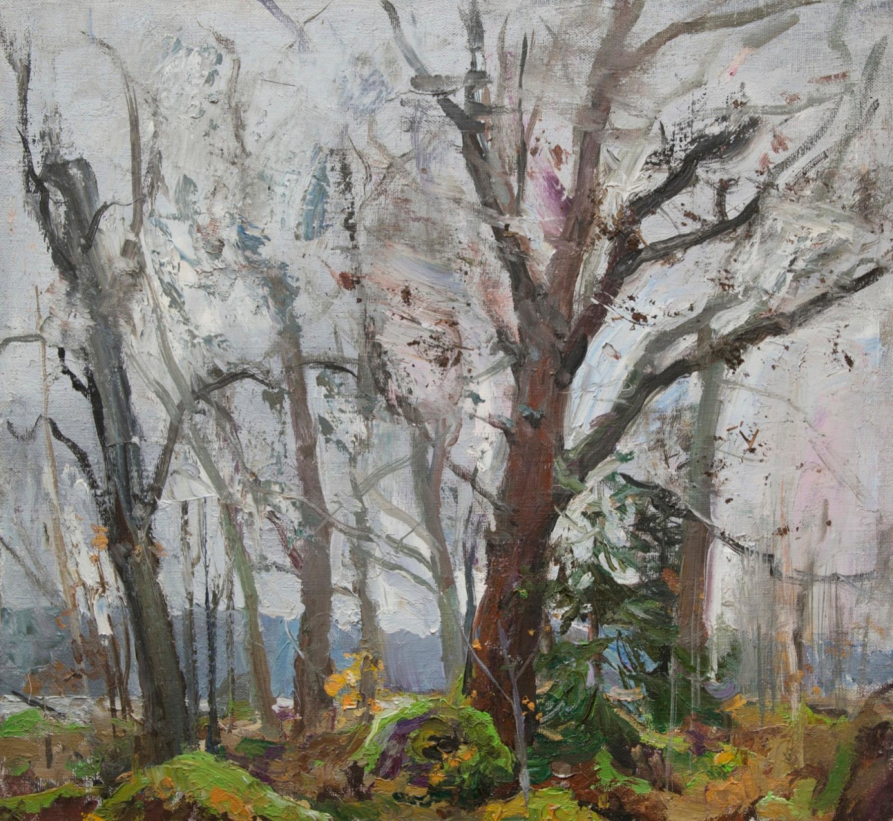 Autumn. Oaks. Original modern art painting