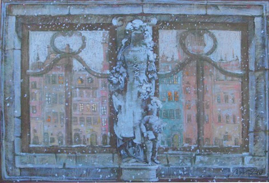 Зимняя Варшава. Original modern art painting